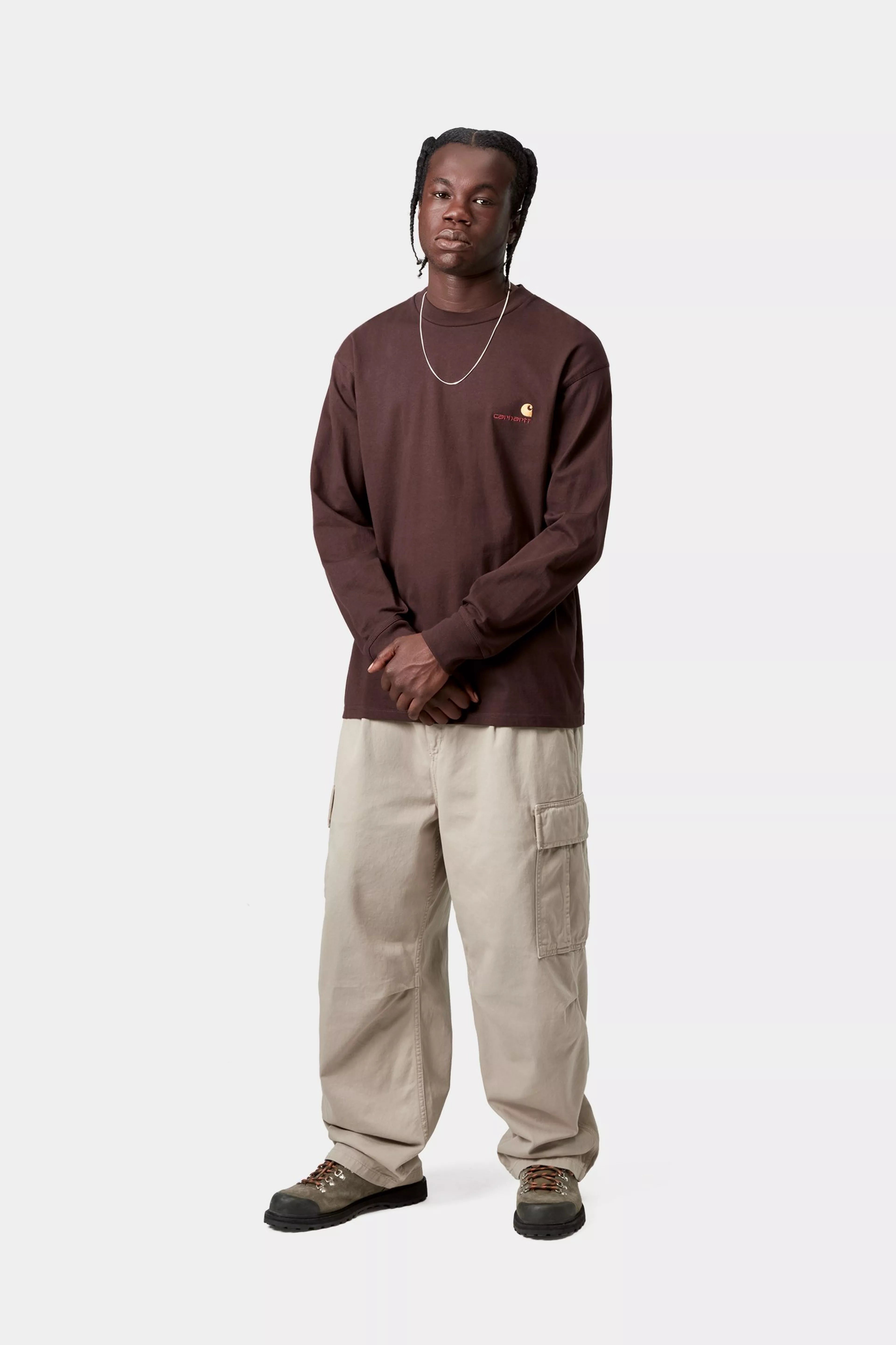 L/S American Script T-Shirt - Palisander 4