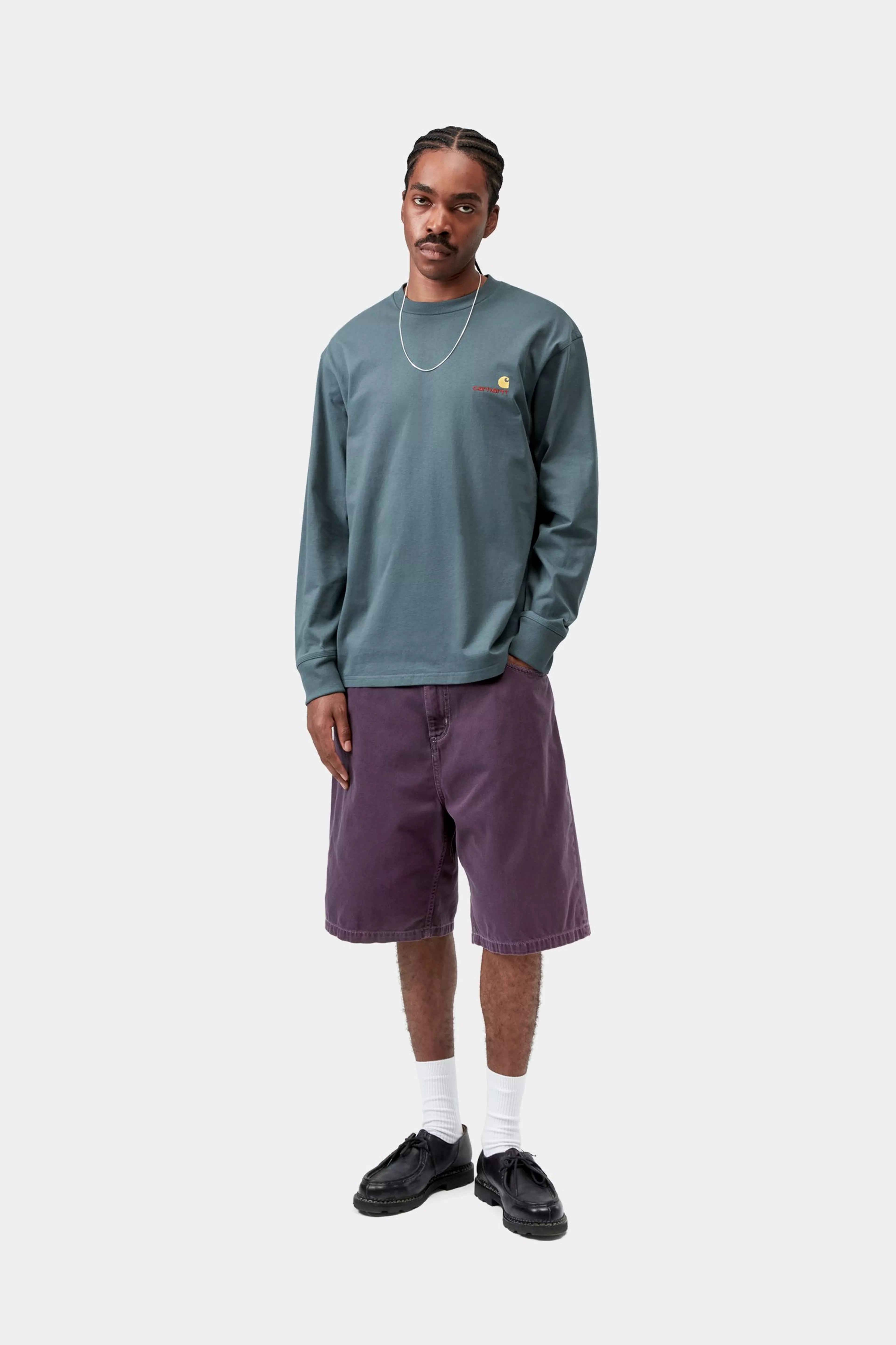 L/S American Script T-Shirt - Office Blue 4