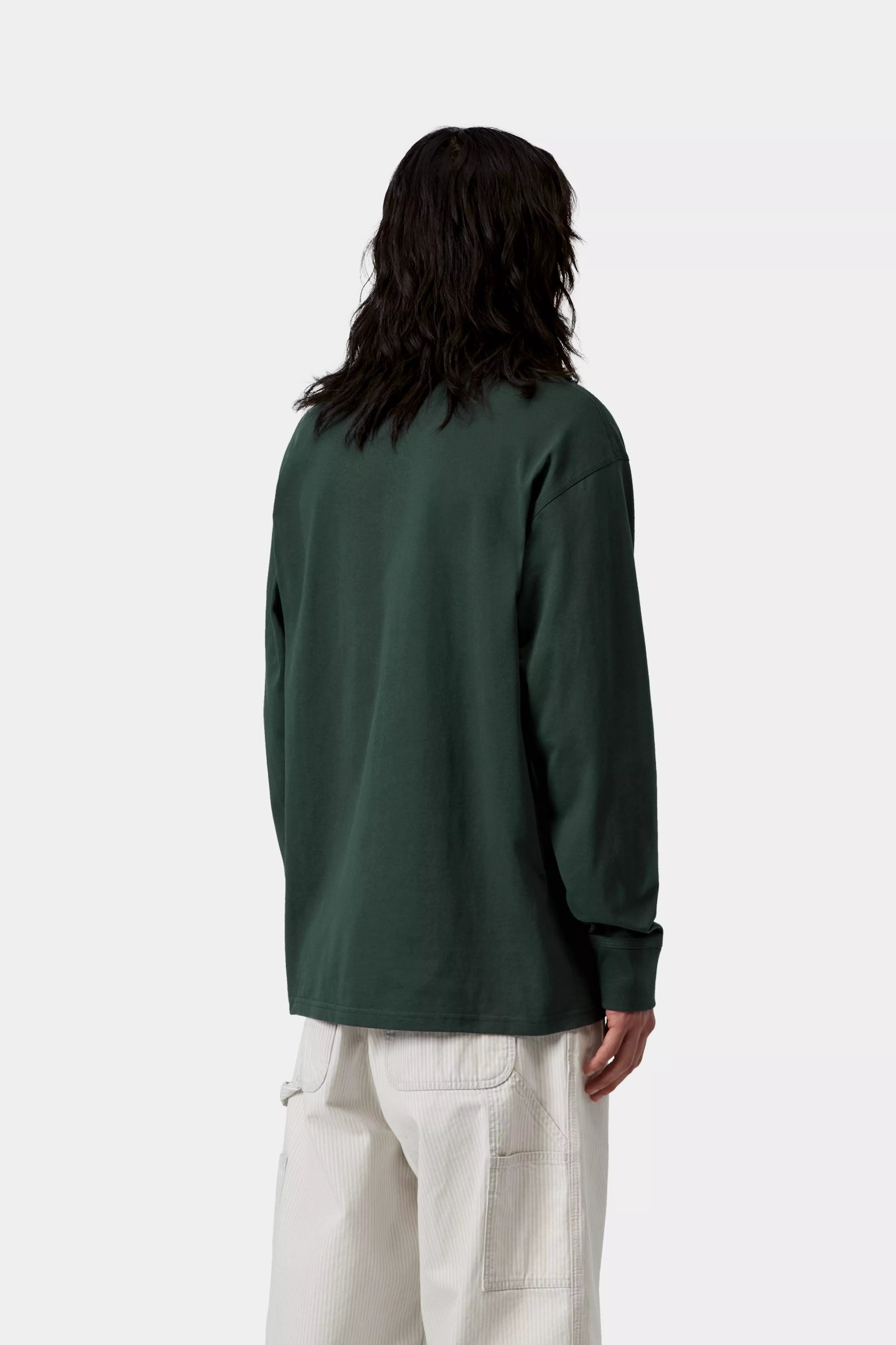 L/S American Script T-Shirt - Kale Green