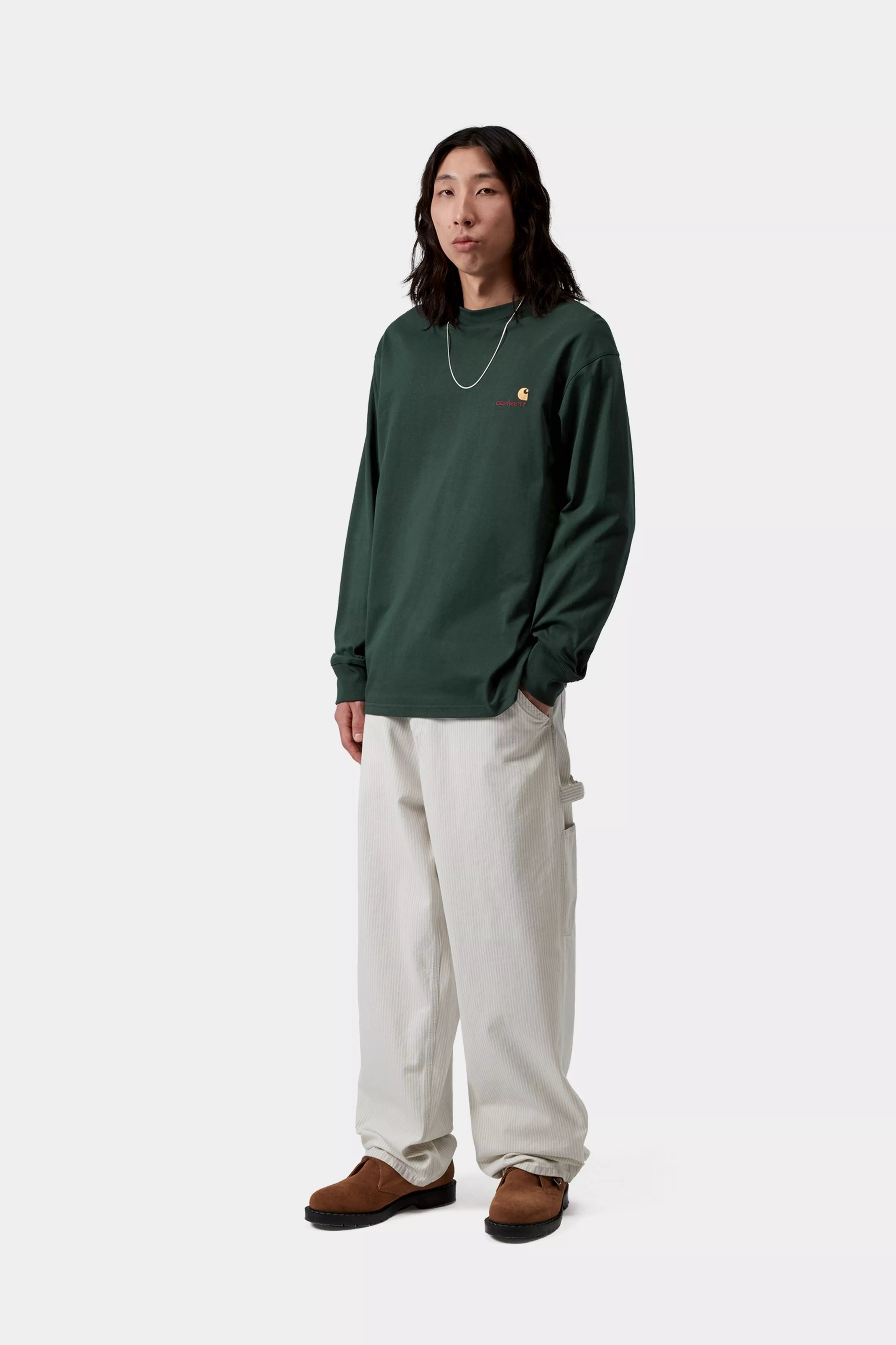 L/S American Script T-Shirt - Kale Green 4