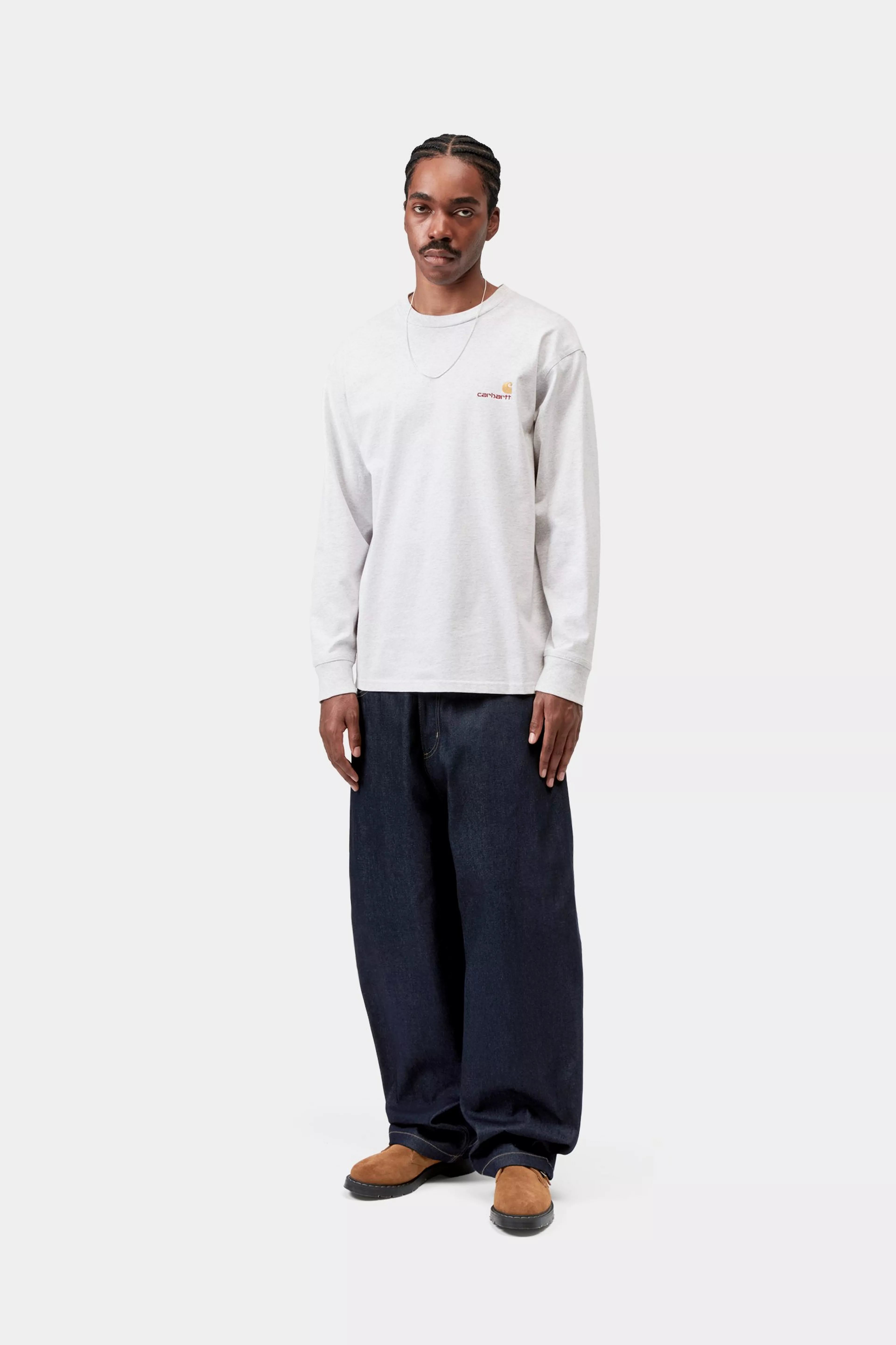 L/S American Script T-Shirt - Ash Heather 4
