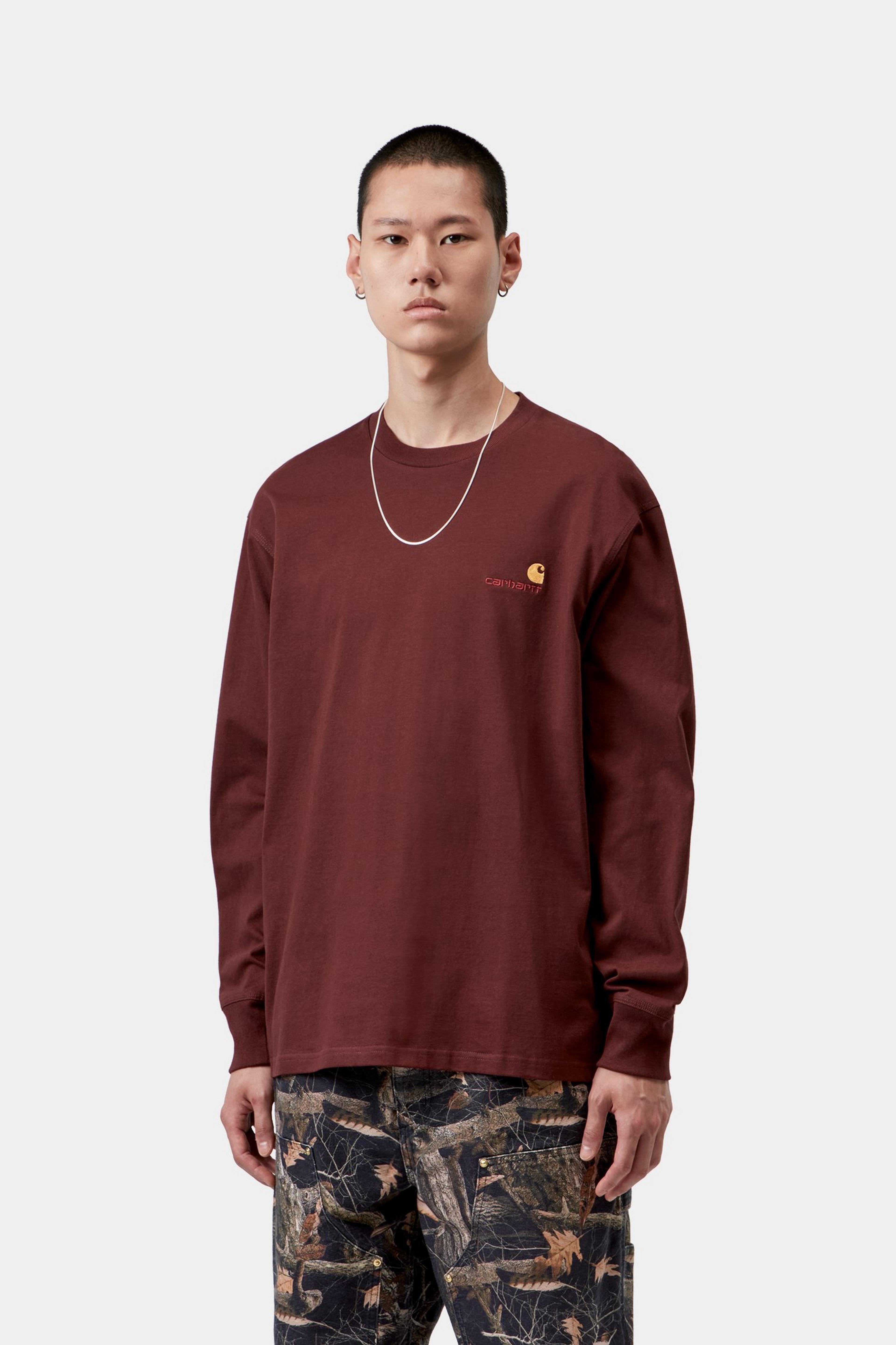 L/S American Script T-Shirt - Amarone