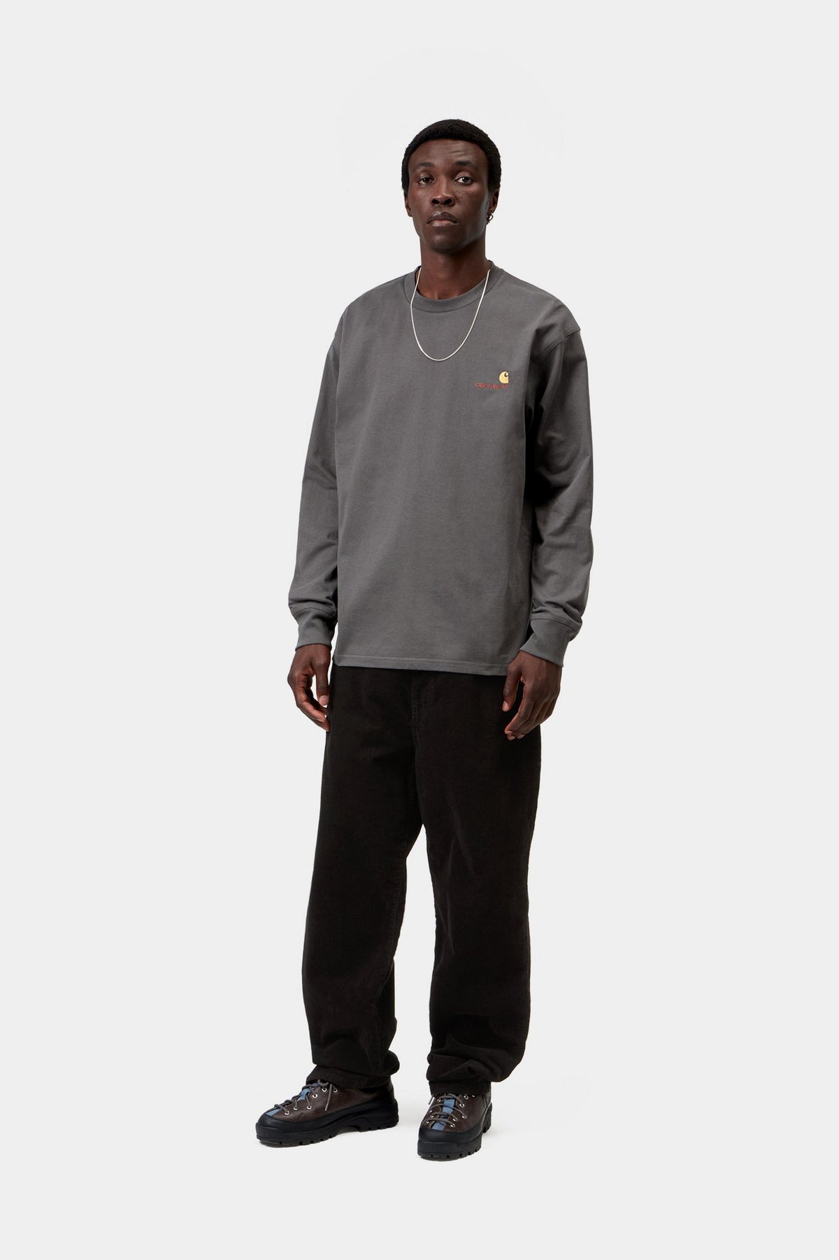 L/S American Script T-Shirt - Graphite
