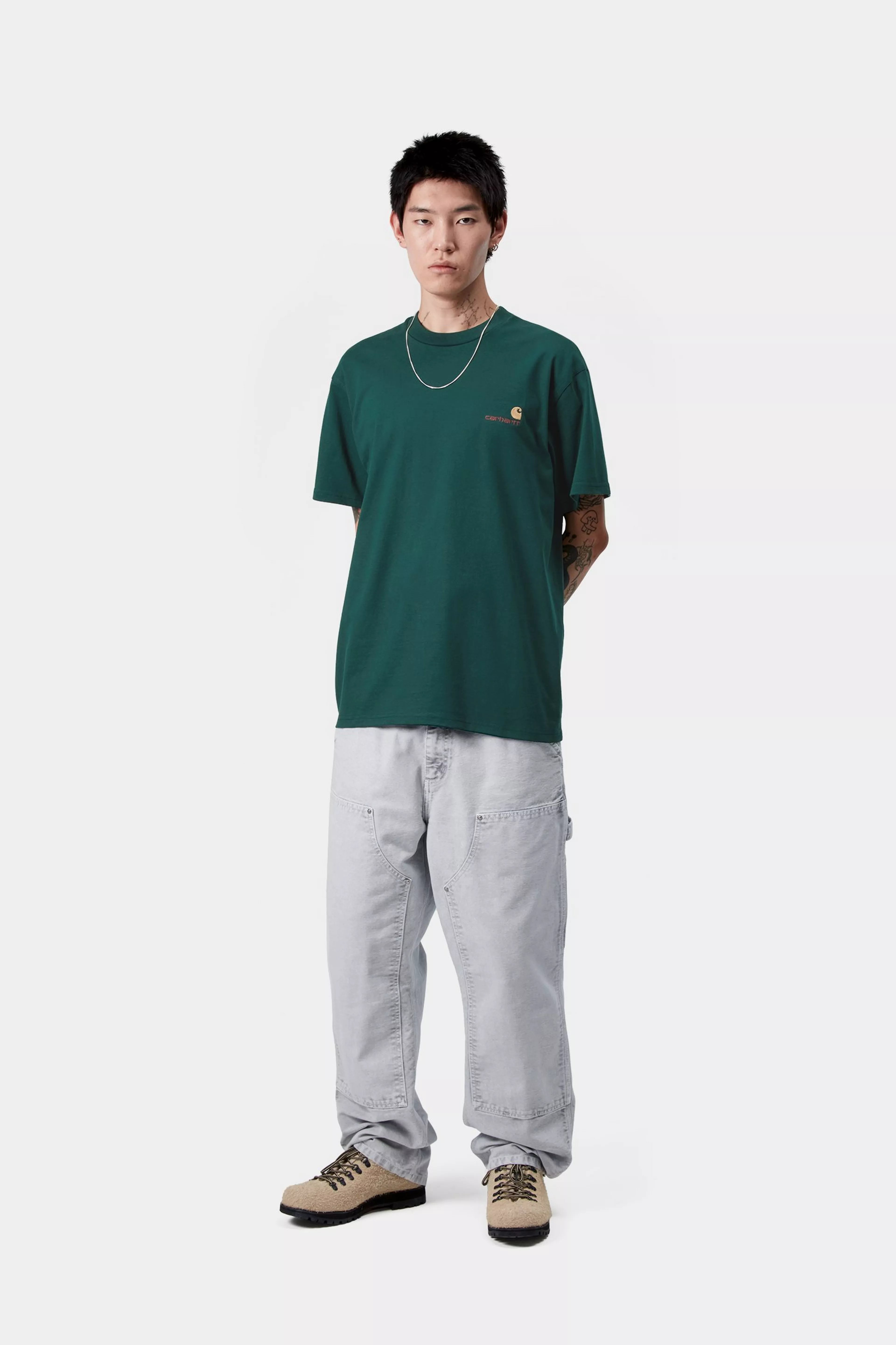 S/S AMERICAN SCRIPT T-SHIRT - Dark Fir 4