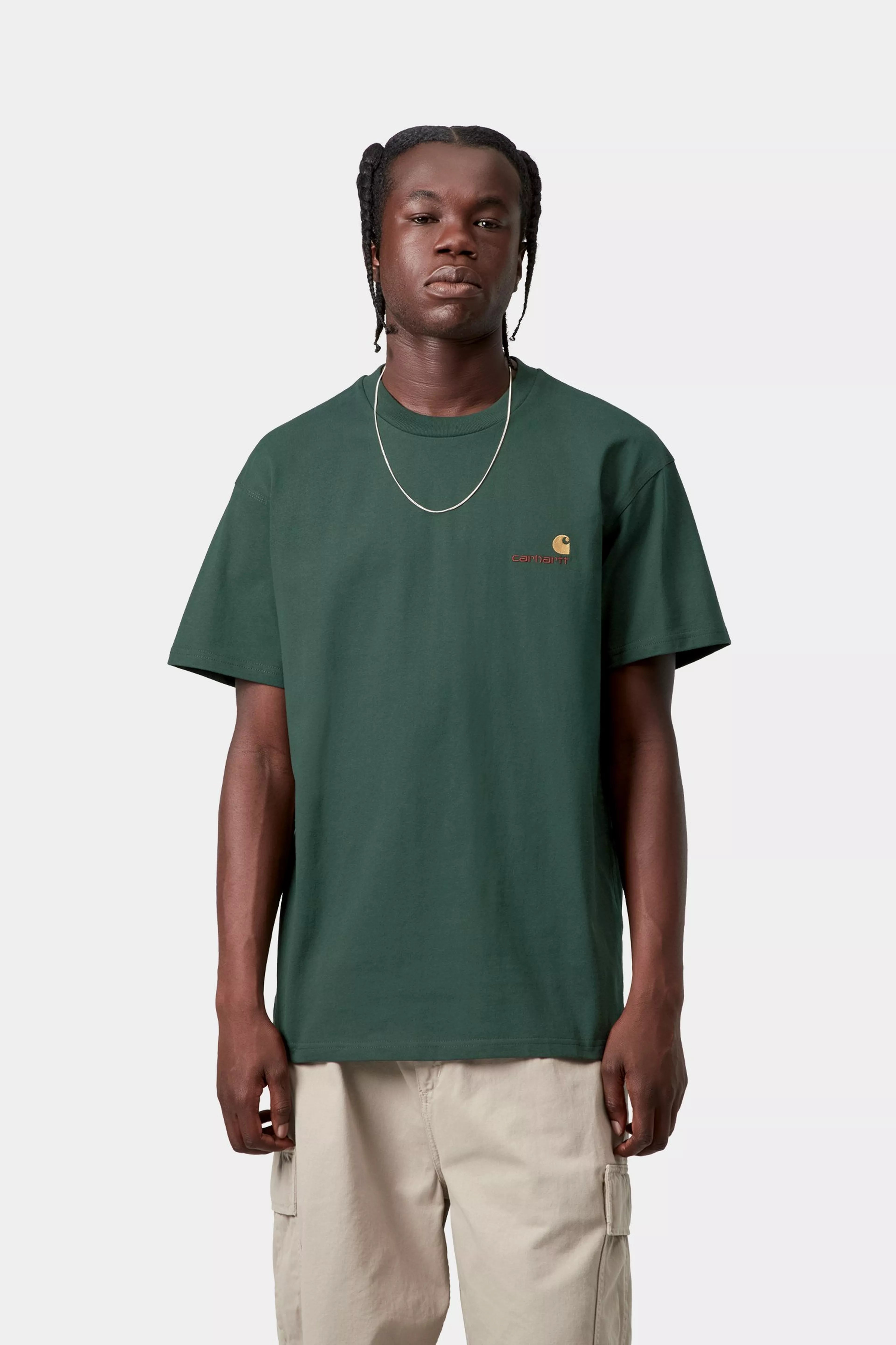 S/S American Script T-Shirt - Kale Green