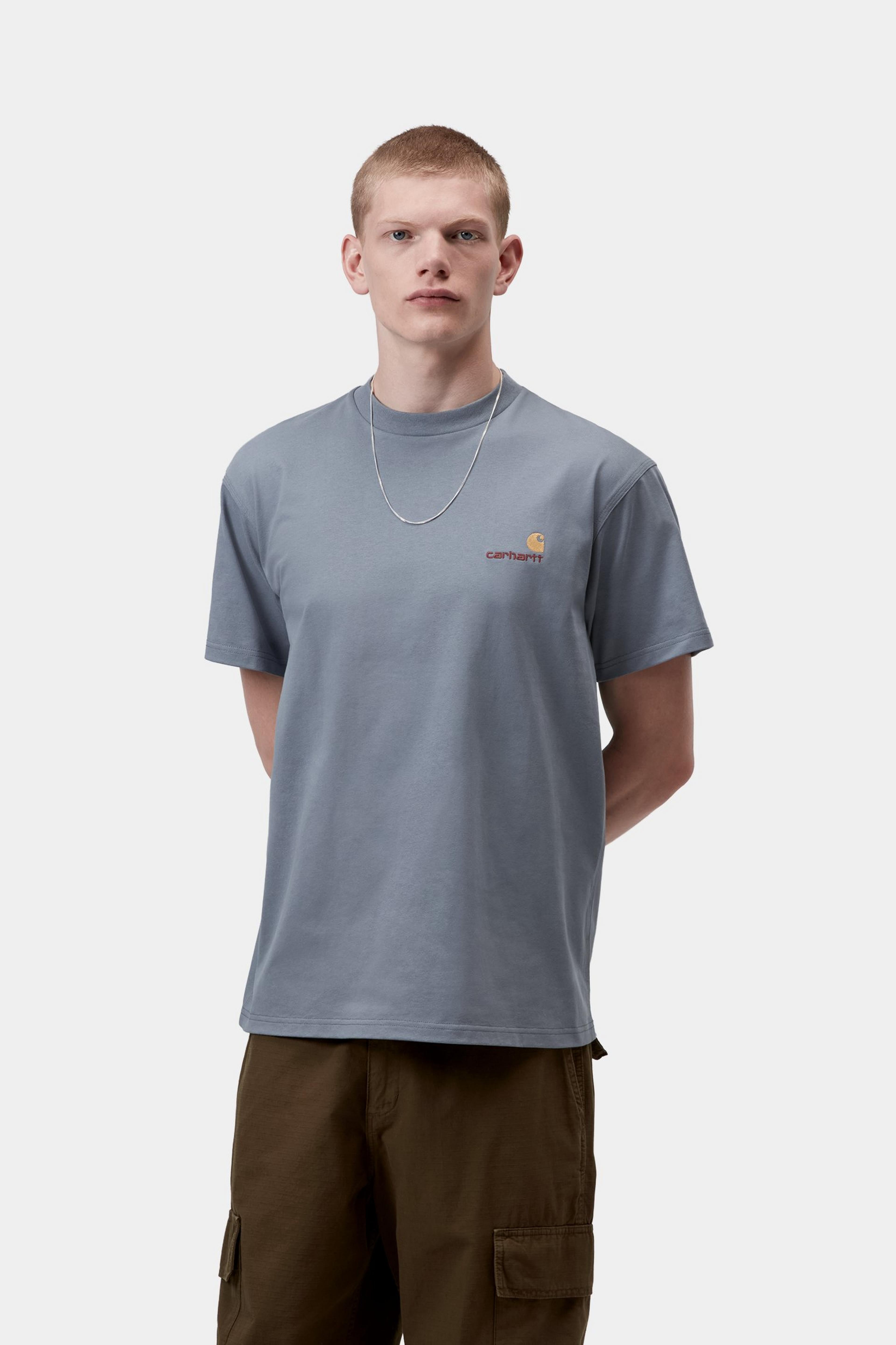 S/S American Script T-Shirt - Shady Blue 2