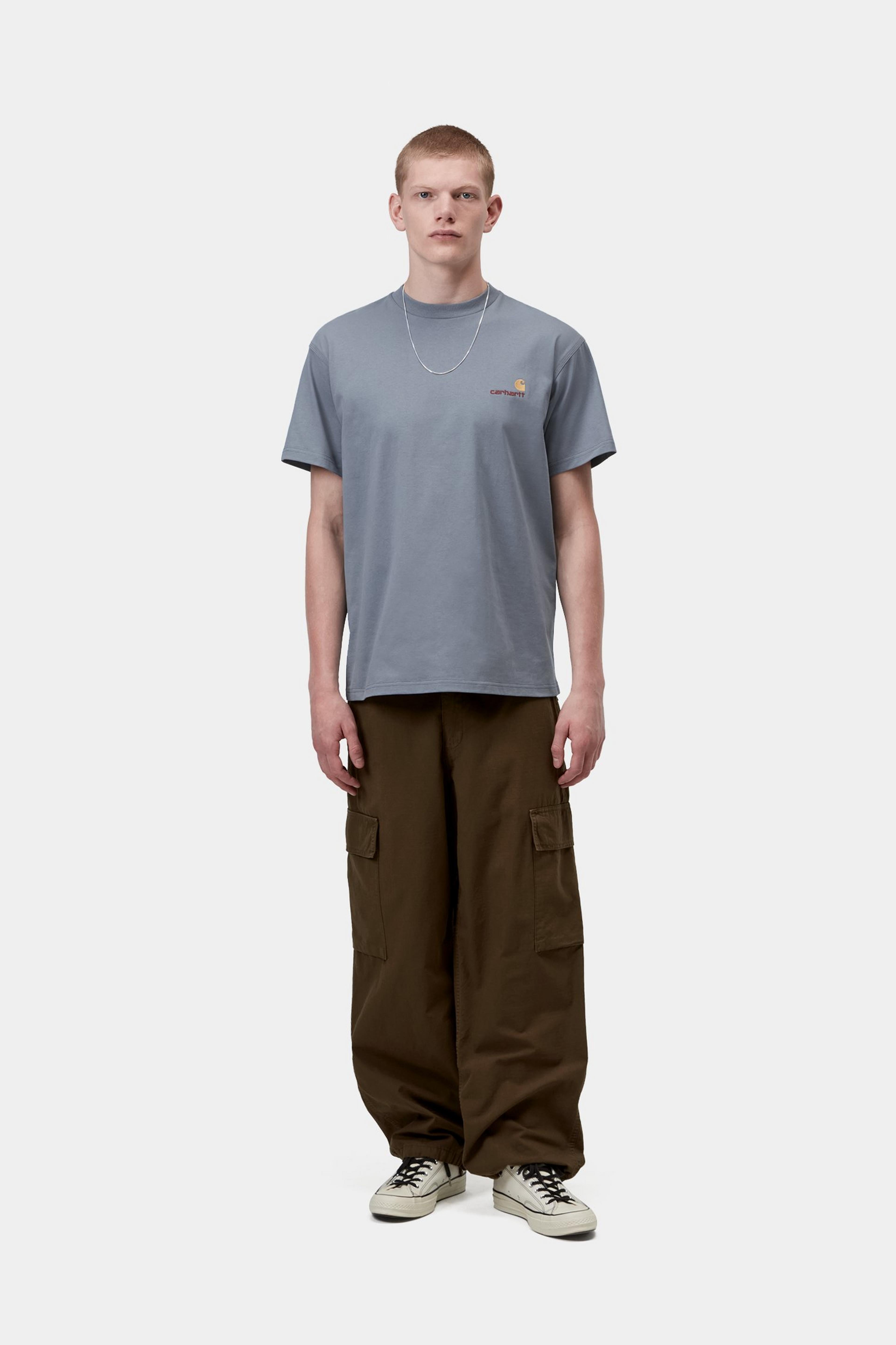 S/S American Script T-Shirt - Shady Blue 4