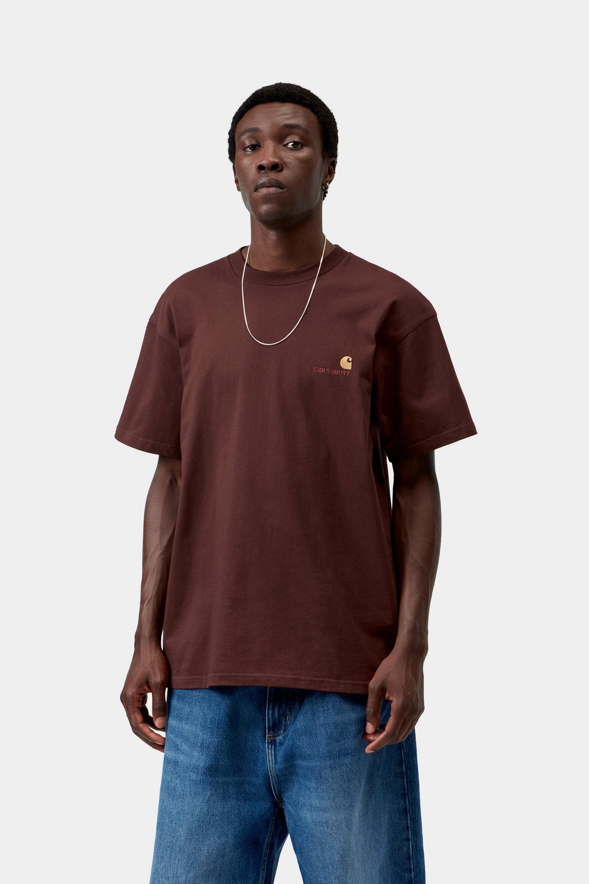 S/S American Script T-Shirt - Amarone