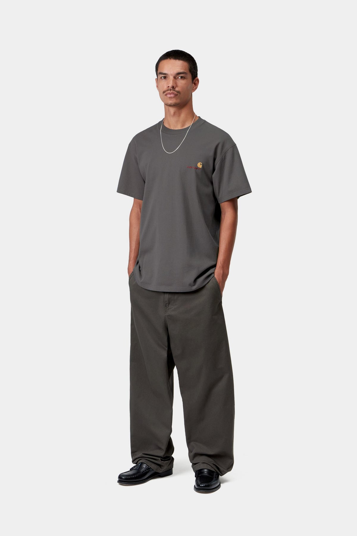 S/S American Script T-Shirt - Graphite