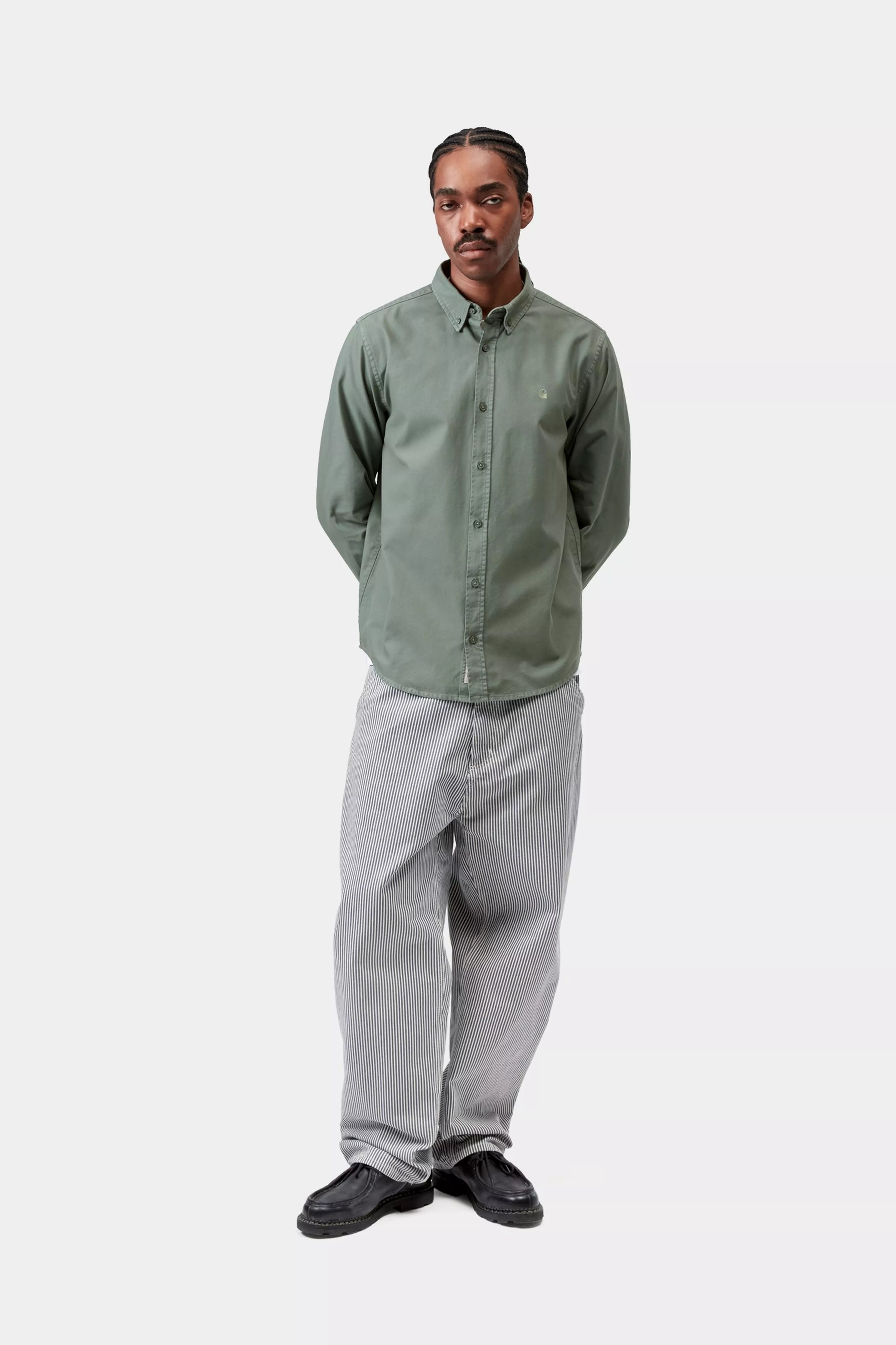 L/S Bolton Shirt - Green (garment dyed)