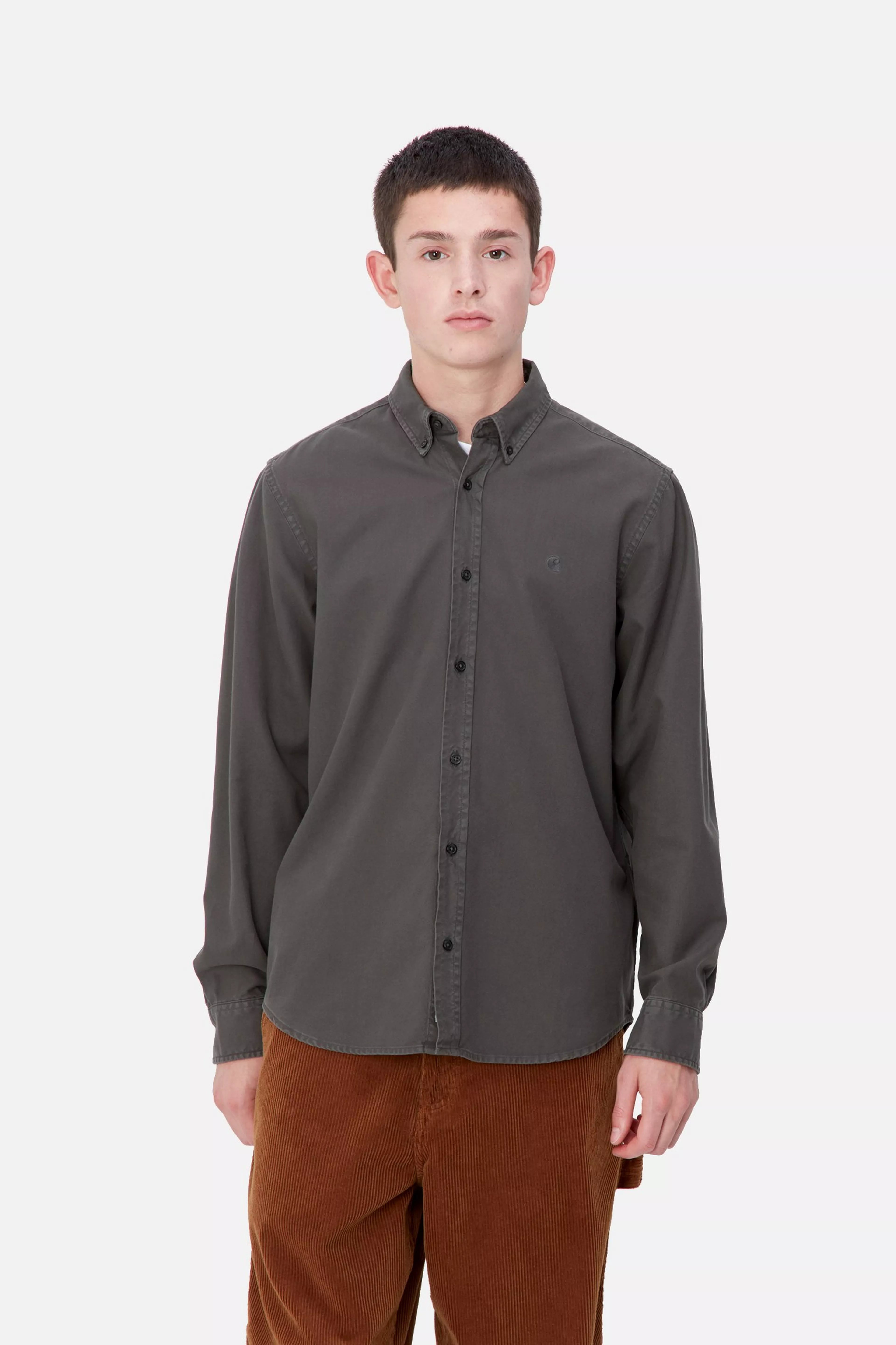 L/S Bolton Shirt - Graphite (garment dyed)
