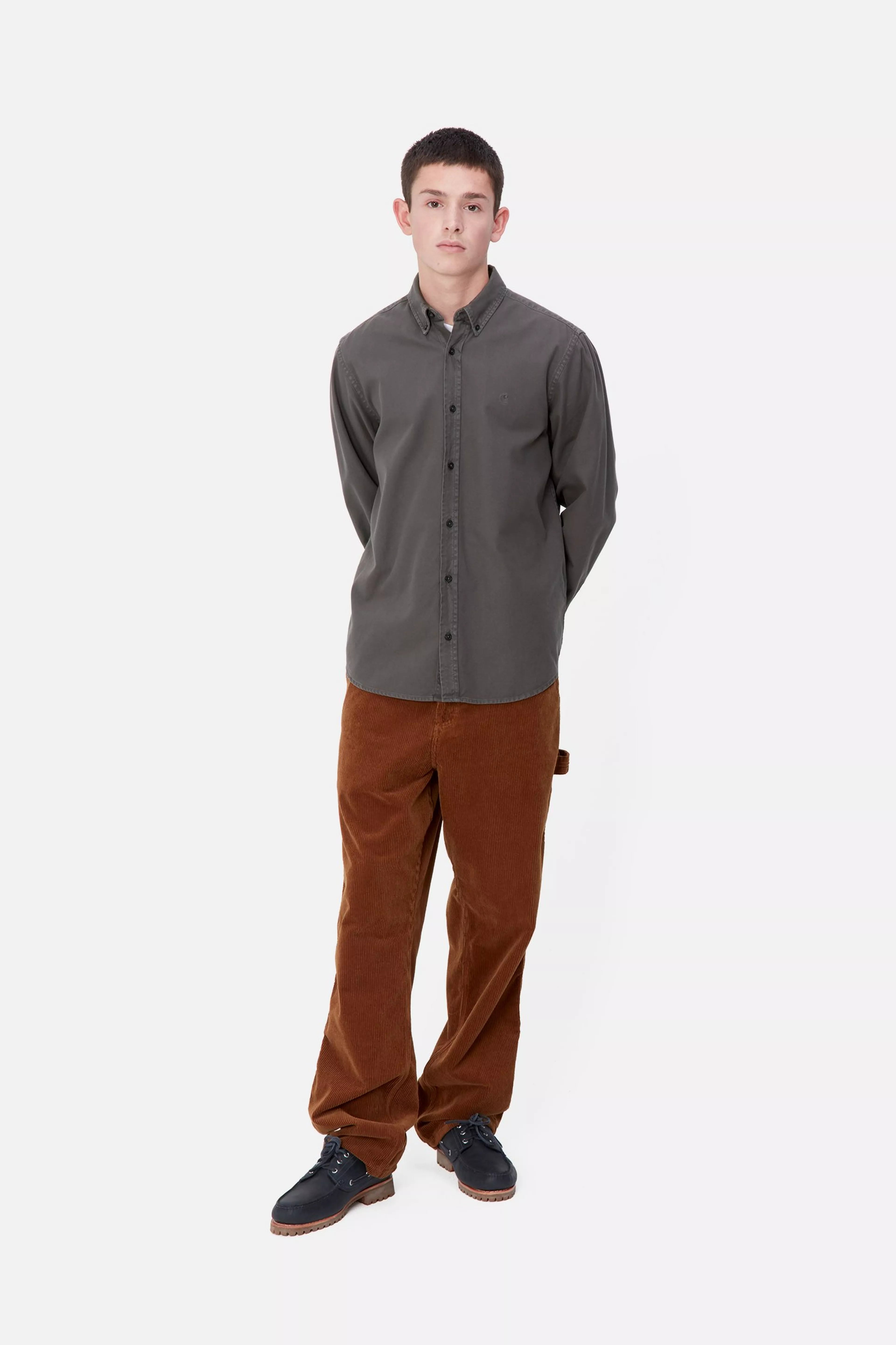 L/S Bolton Shirt - Graphite (garment dyed)