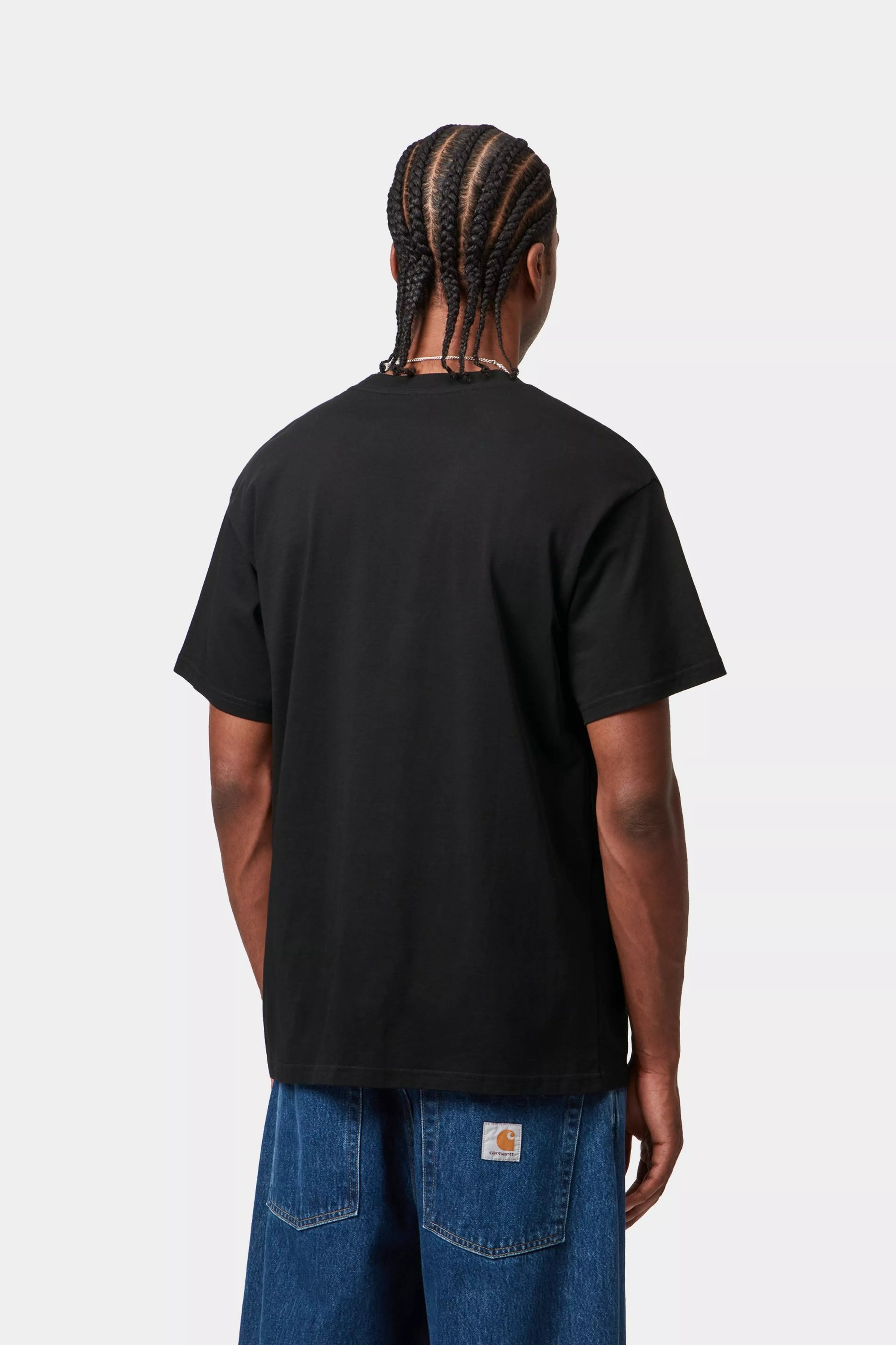 S/S Script Embroidery T-Shirt - Black / White 3