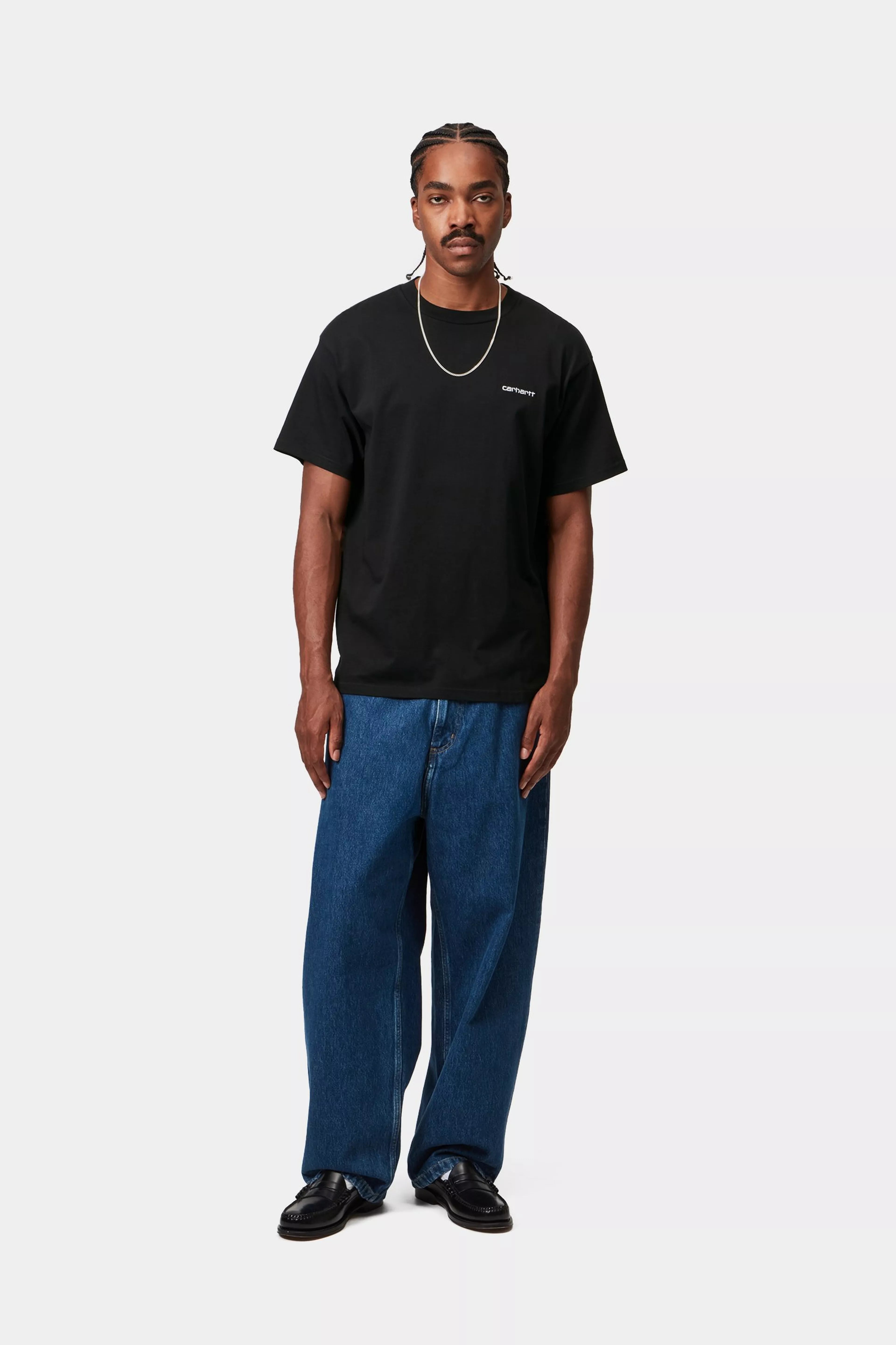 S/S Script Embroidery T-Shirt - Black / White 4