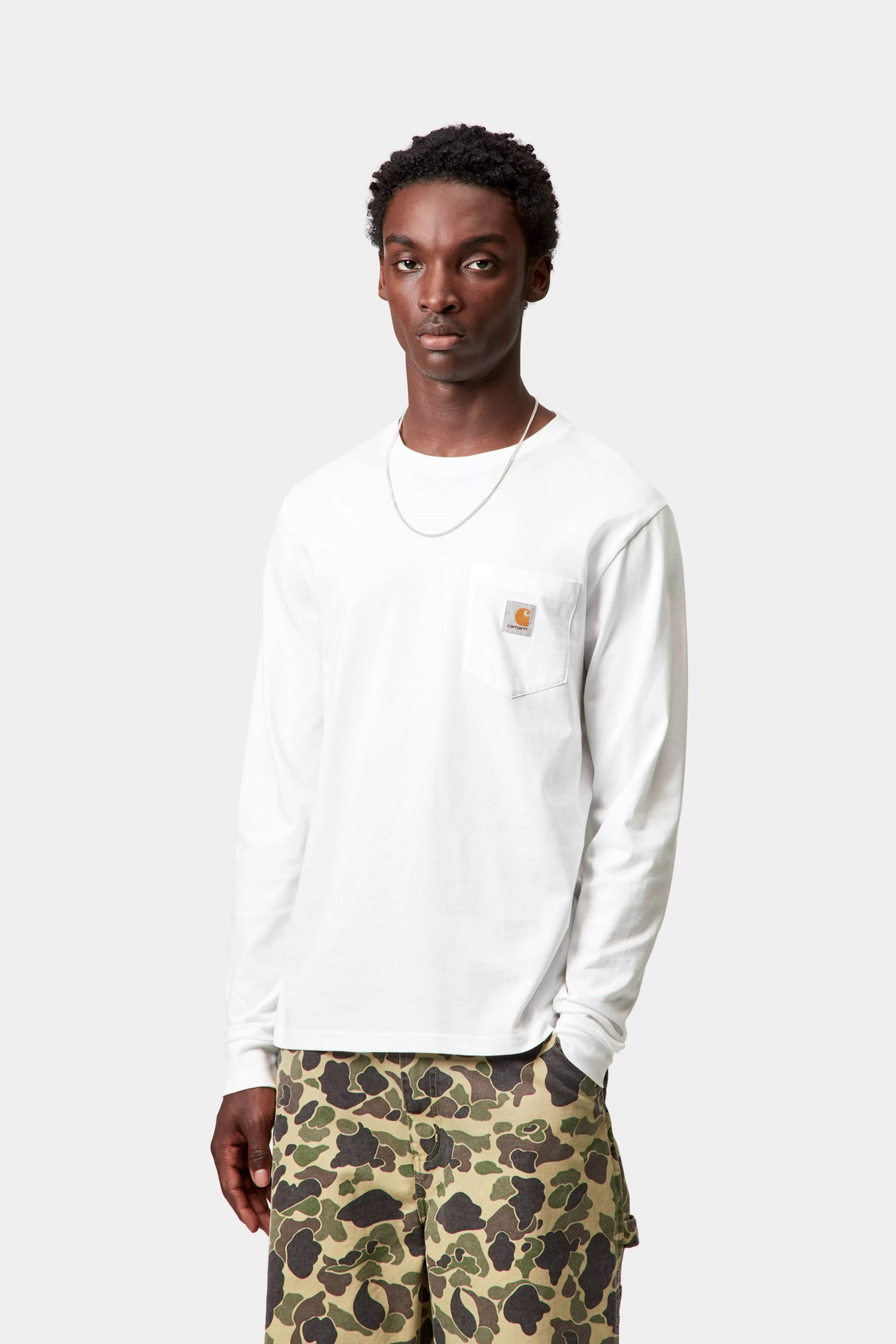 L/S POCKET T-SHIRT  - White