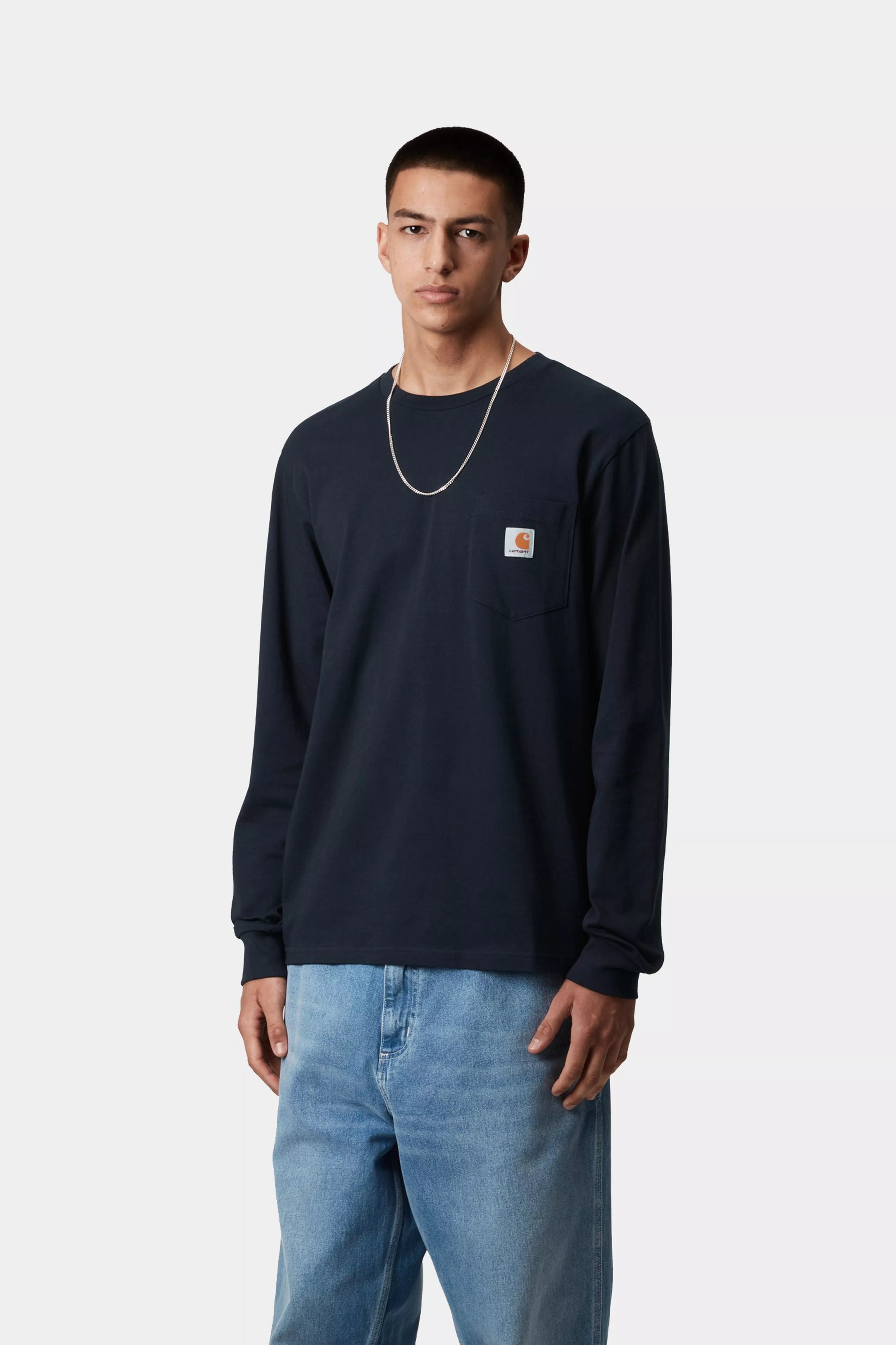 L/S POCKET T-SHIRT  - Dark Navy