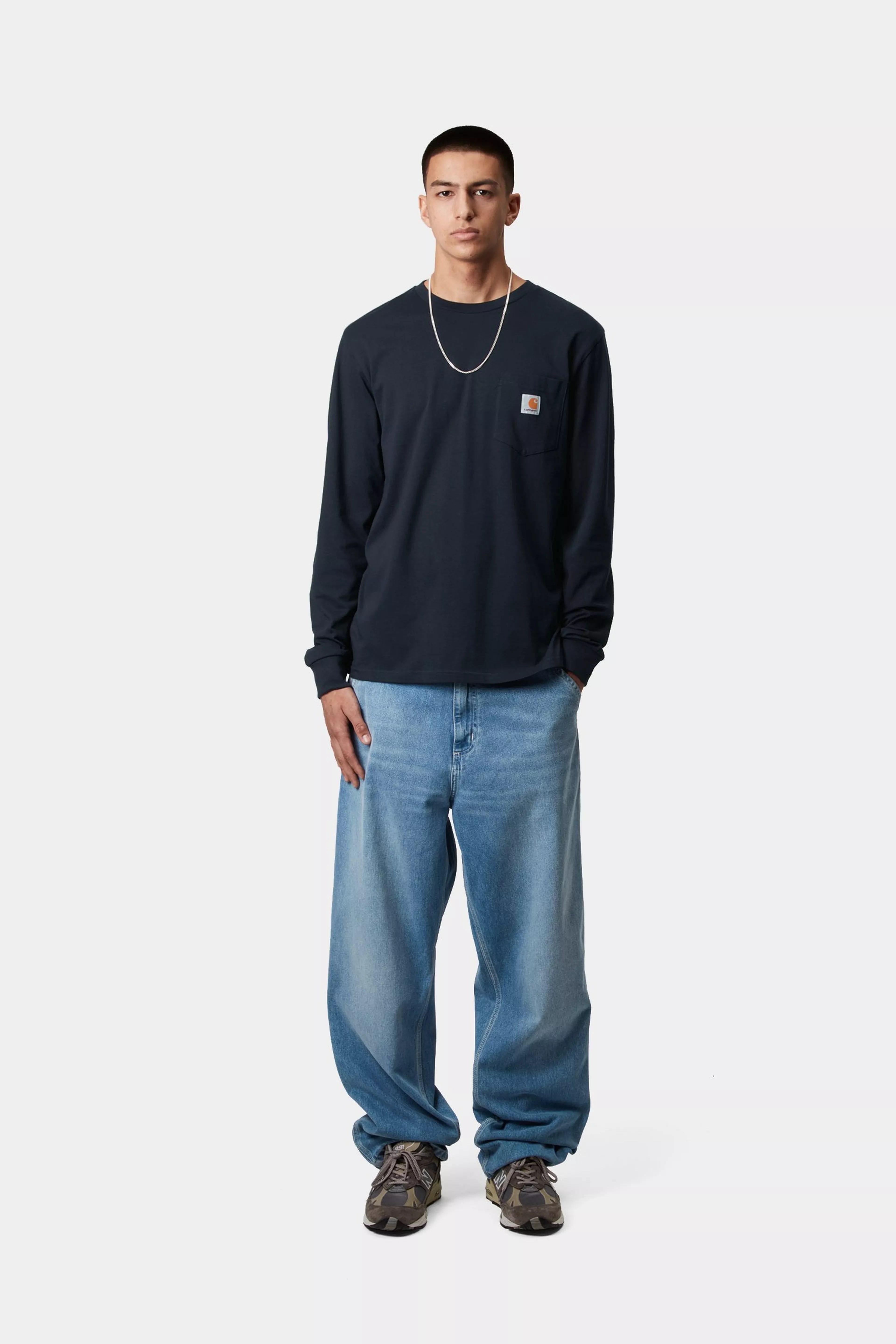 L/S POCKET T-SHIRT  - Dark Navy