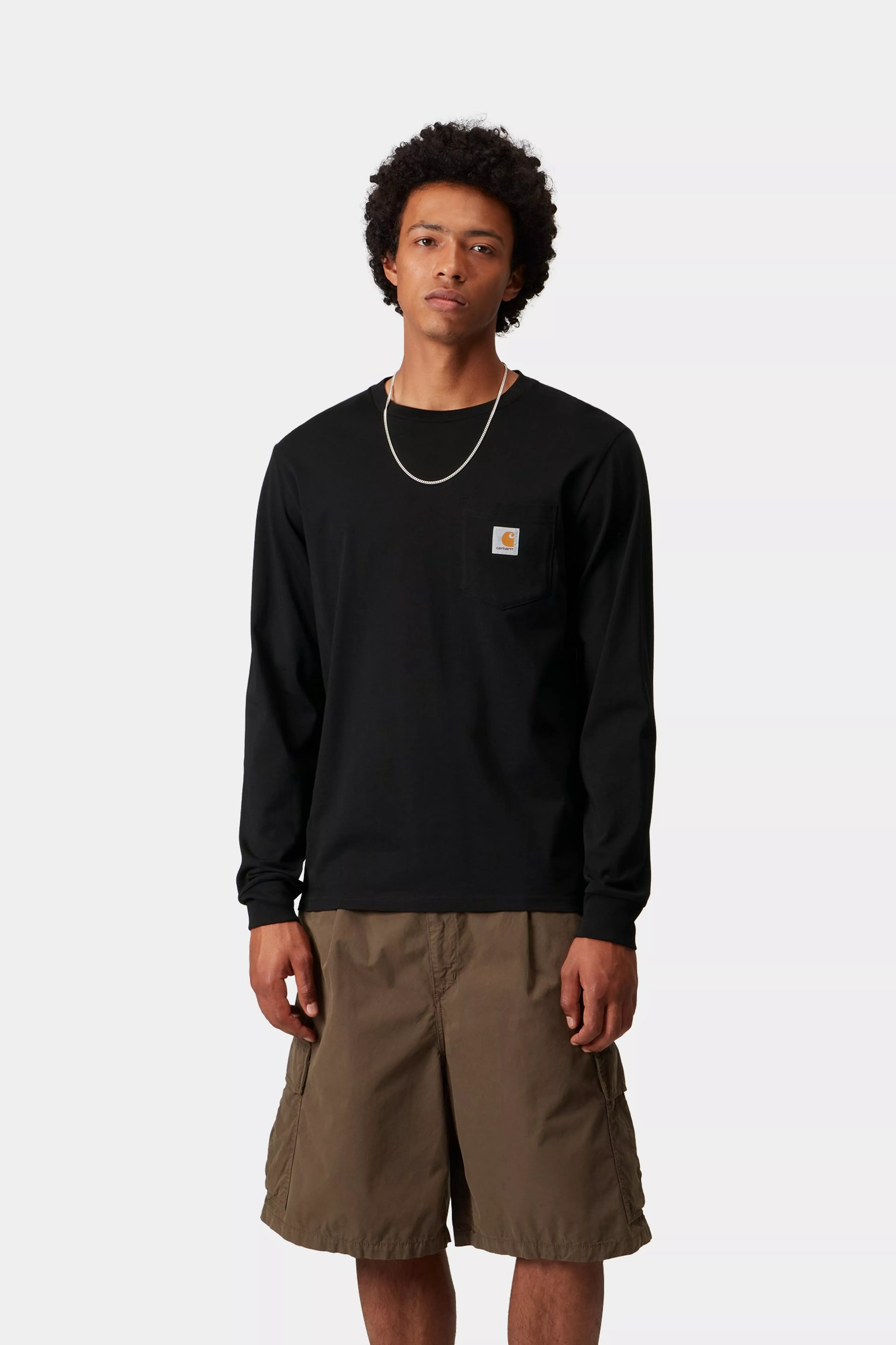 L/S POCKET T-SHIRT  - Black