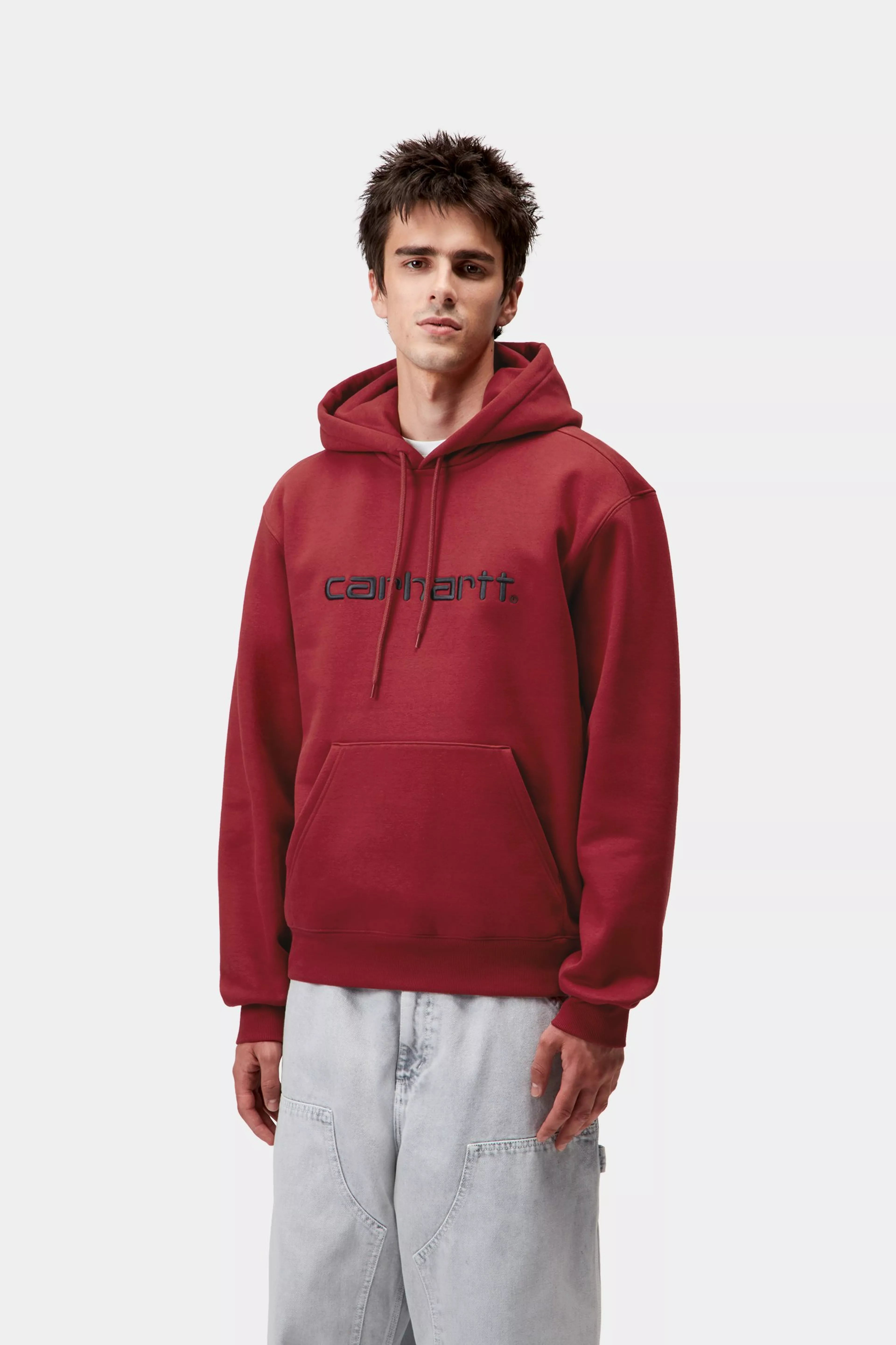 HOODED CARHARTT SWEAT - Scarlet / Graphite