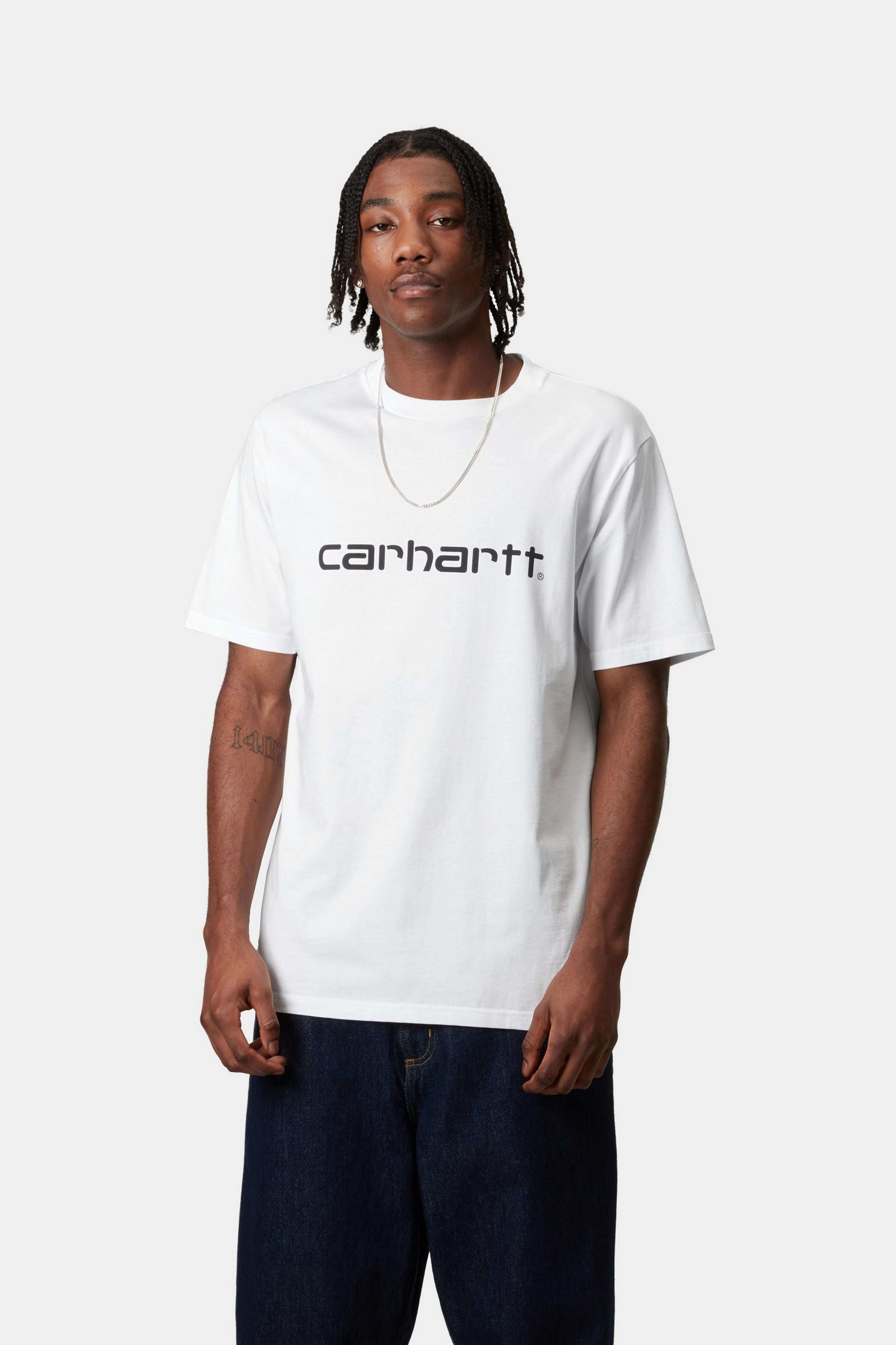 S/S Script T-Shirt - White / Black