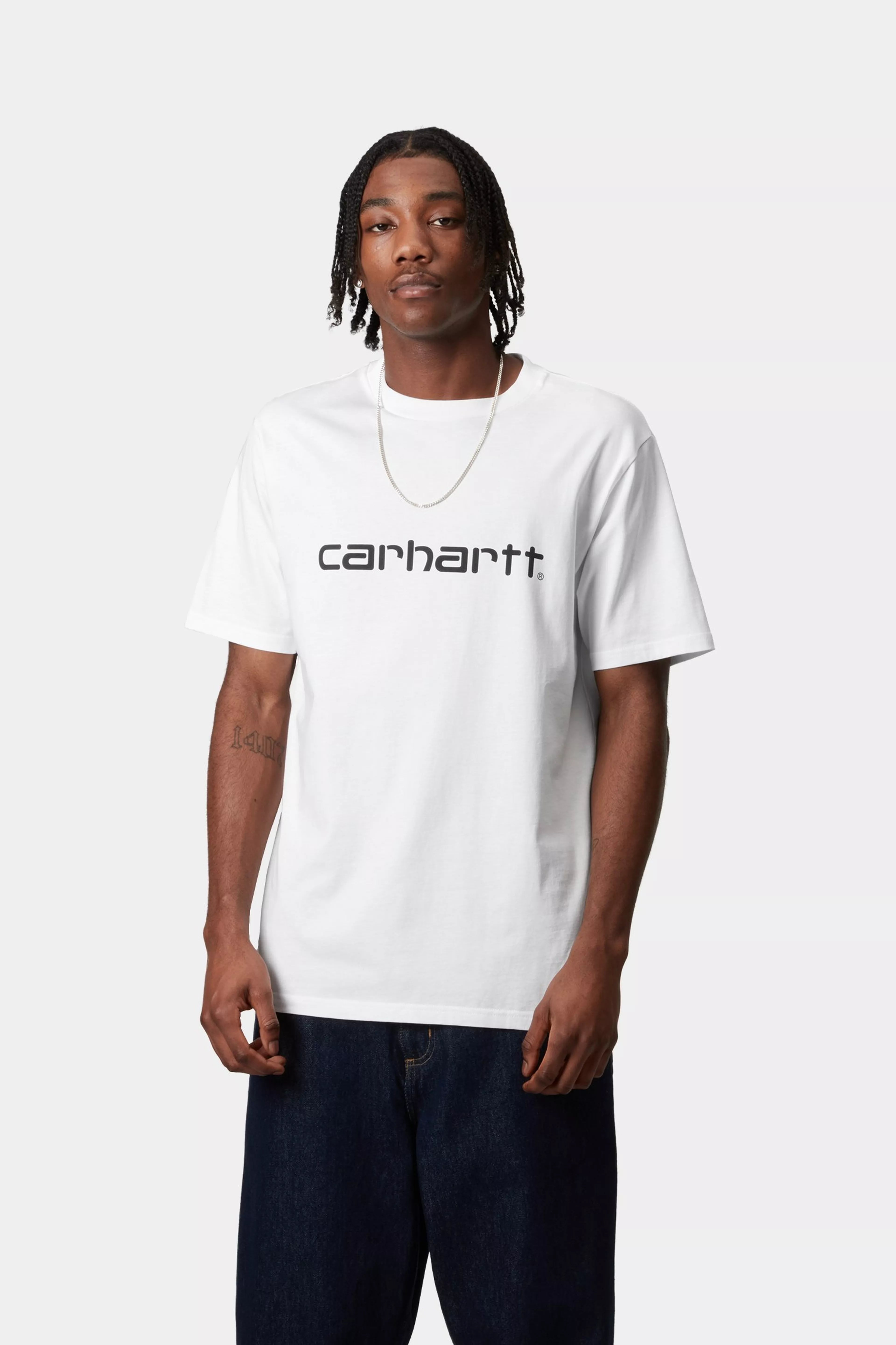 S/S Script T-Shirt - White / Black 2