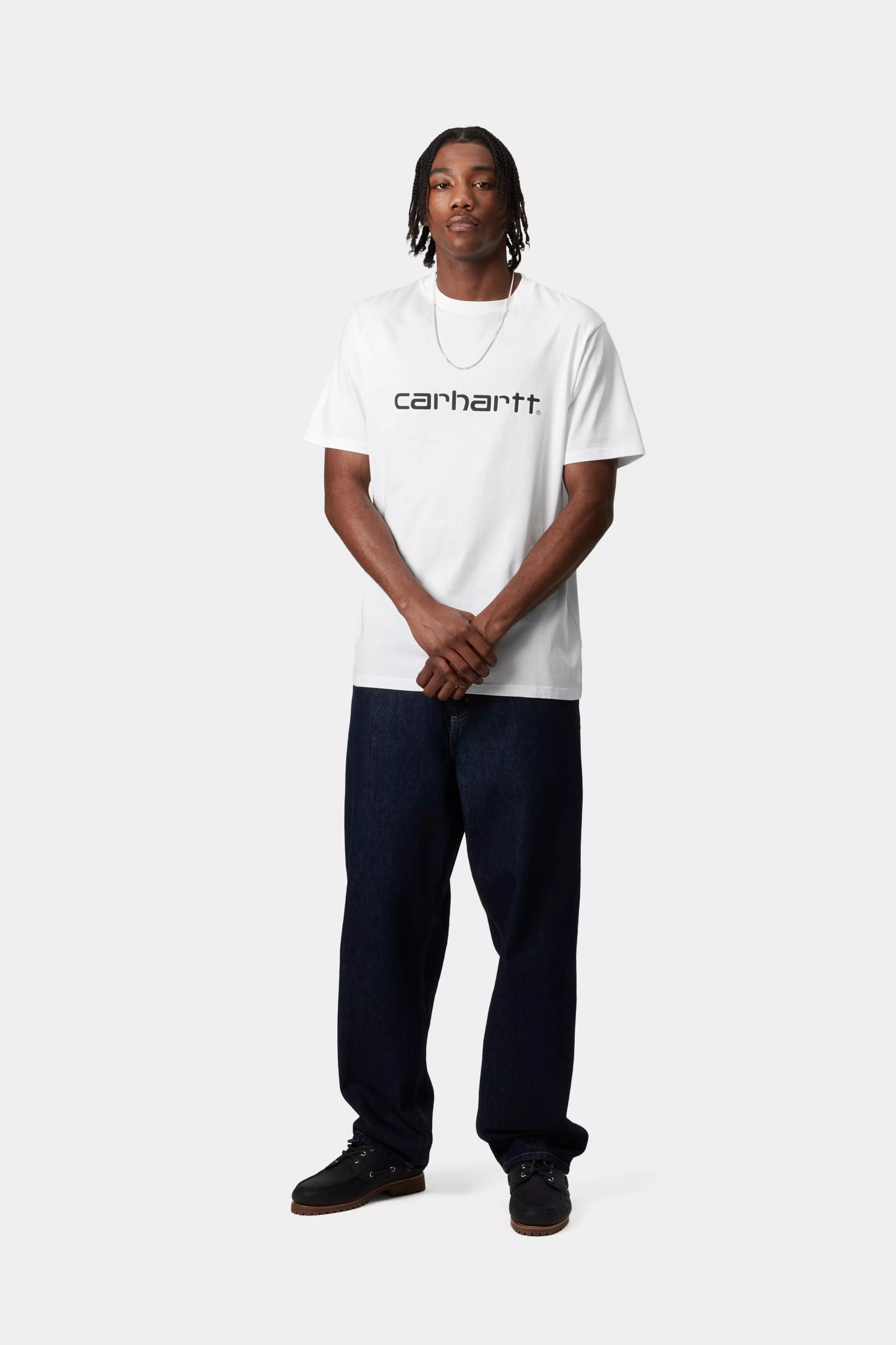 S/S Script T-Shirt - White / Black 4