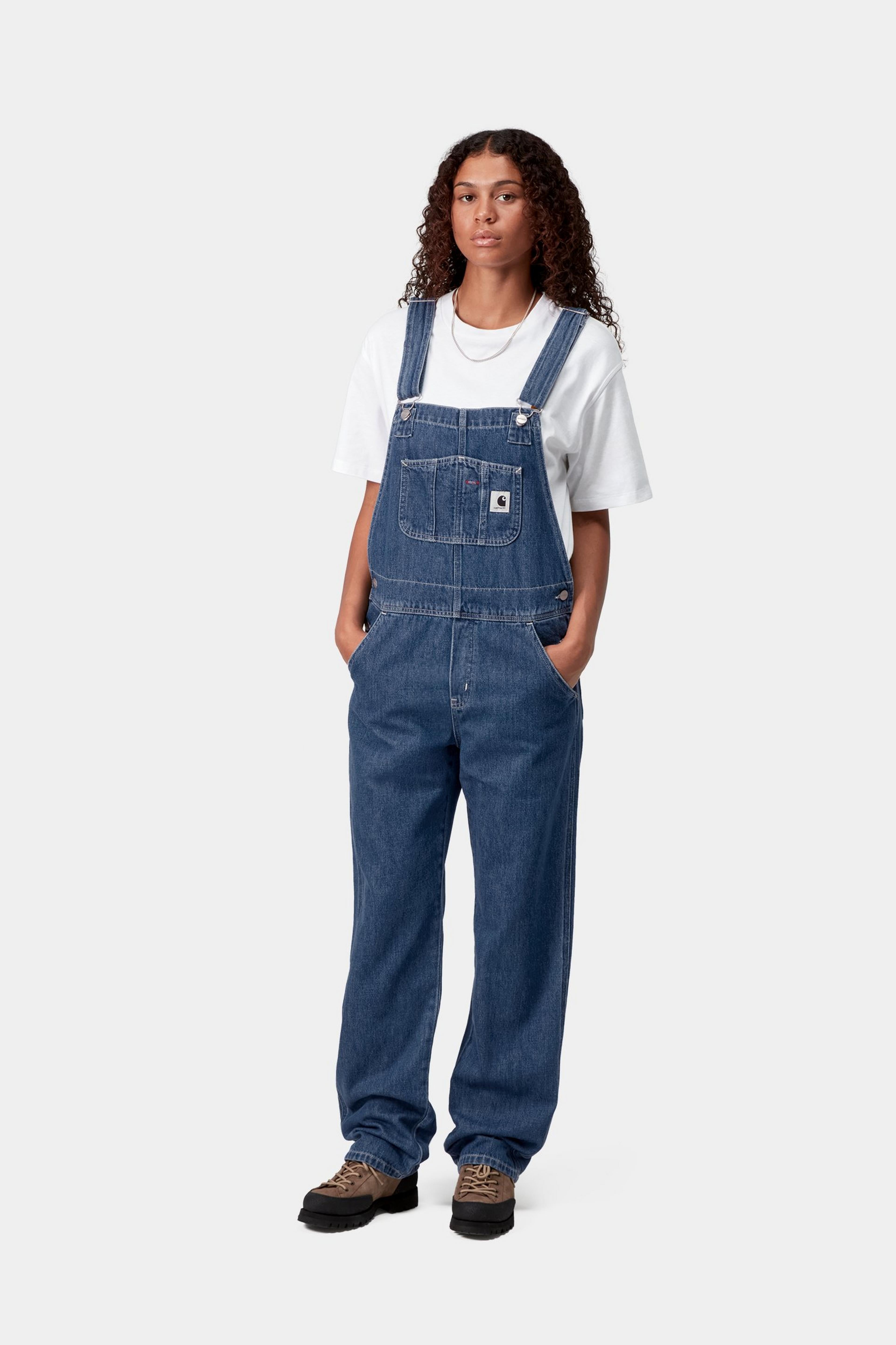 W' BIB OVERALL STRAIGHT  - Blue (stone washed)