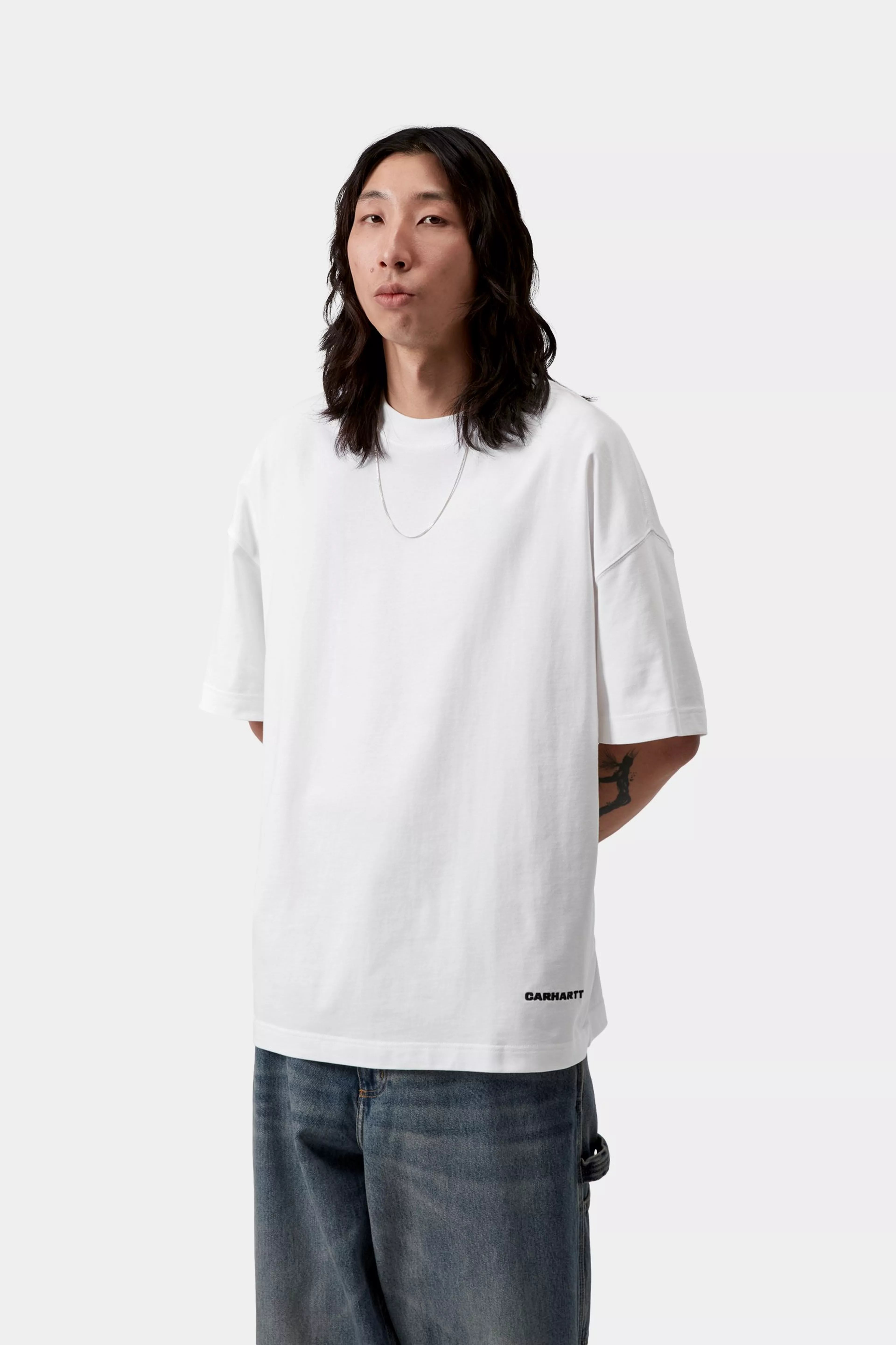 S/S Link Script T-Shirt - White / Black 2