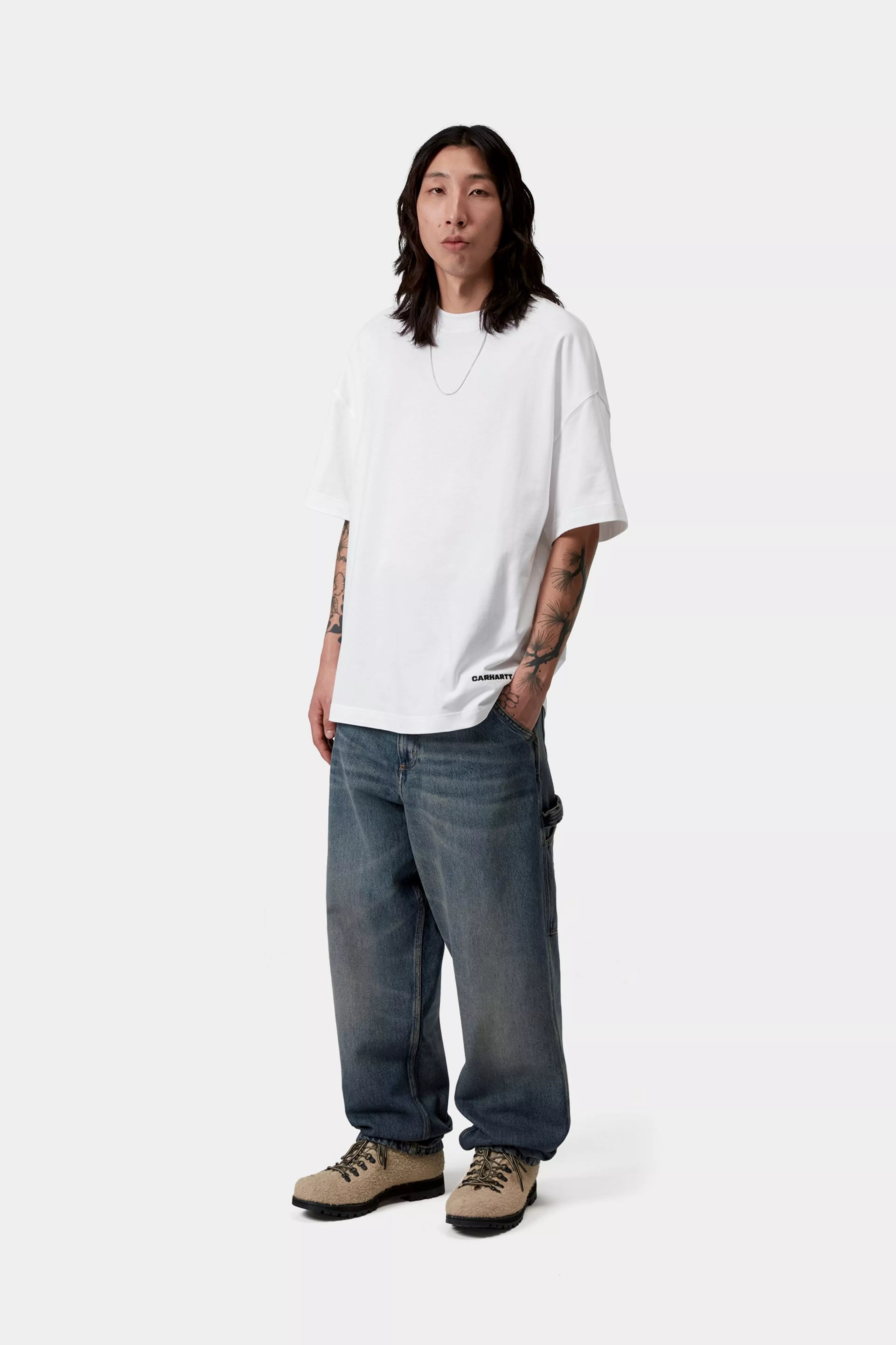 S/S Link Script T-Shirt - White / Black 4