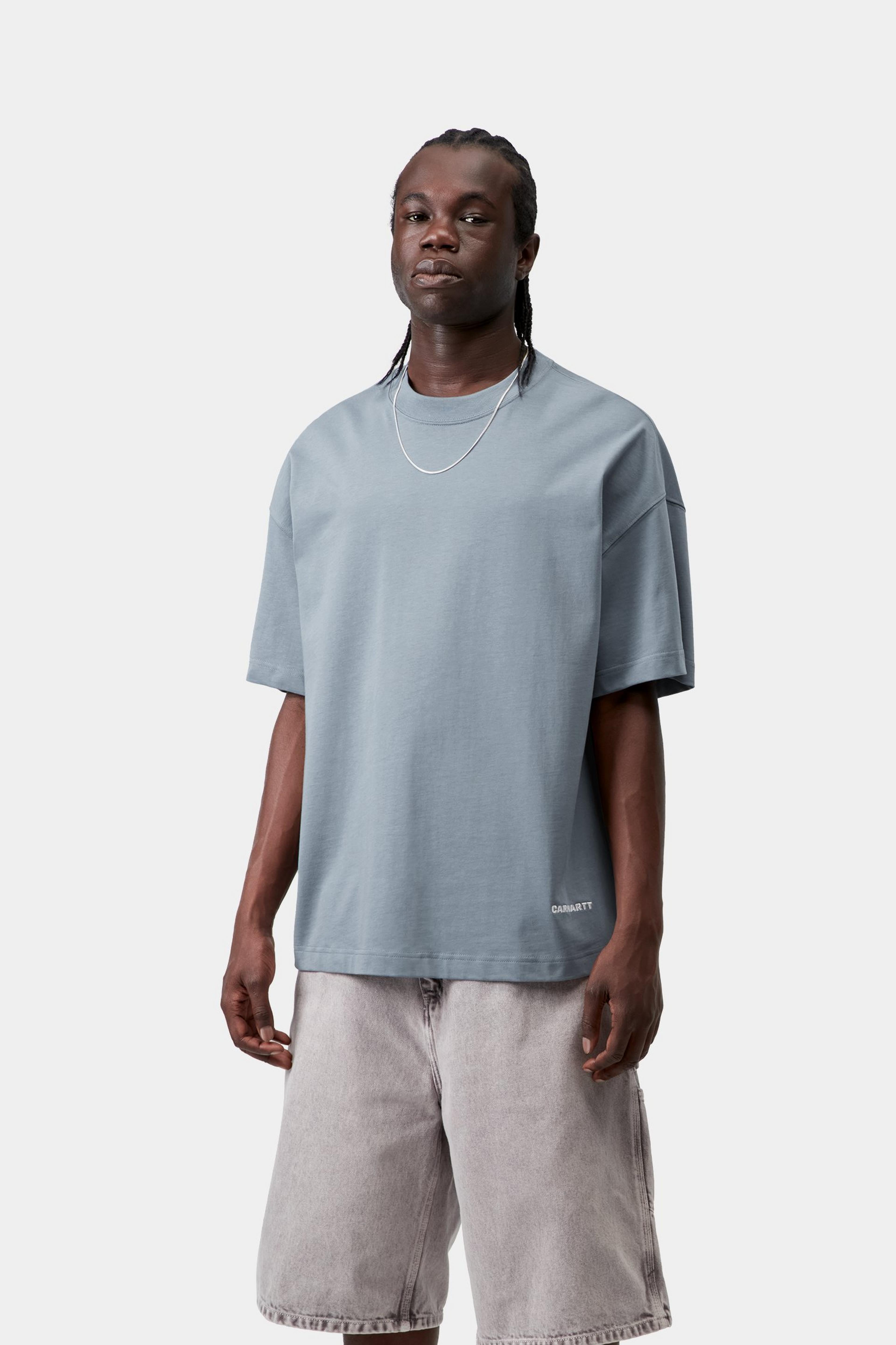 S/S Link Script T-Shirt - Velvet Blue / White