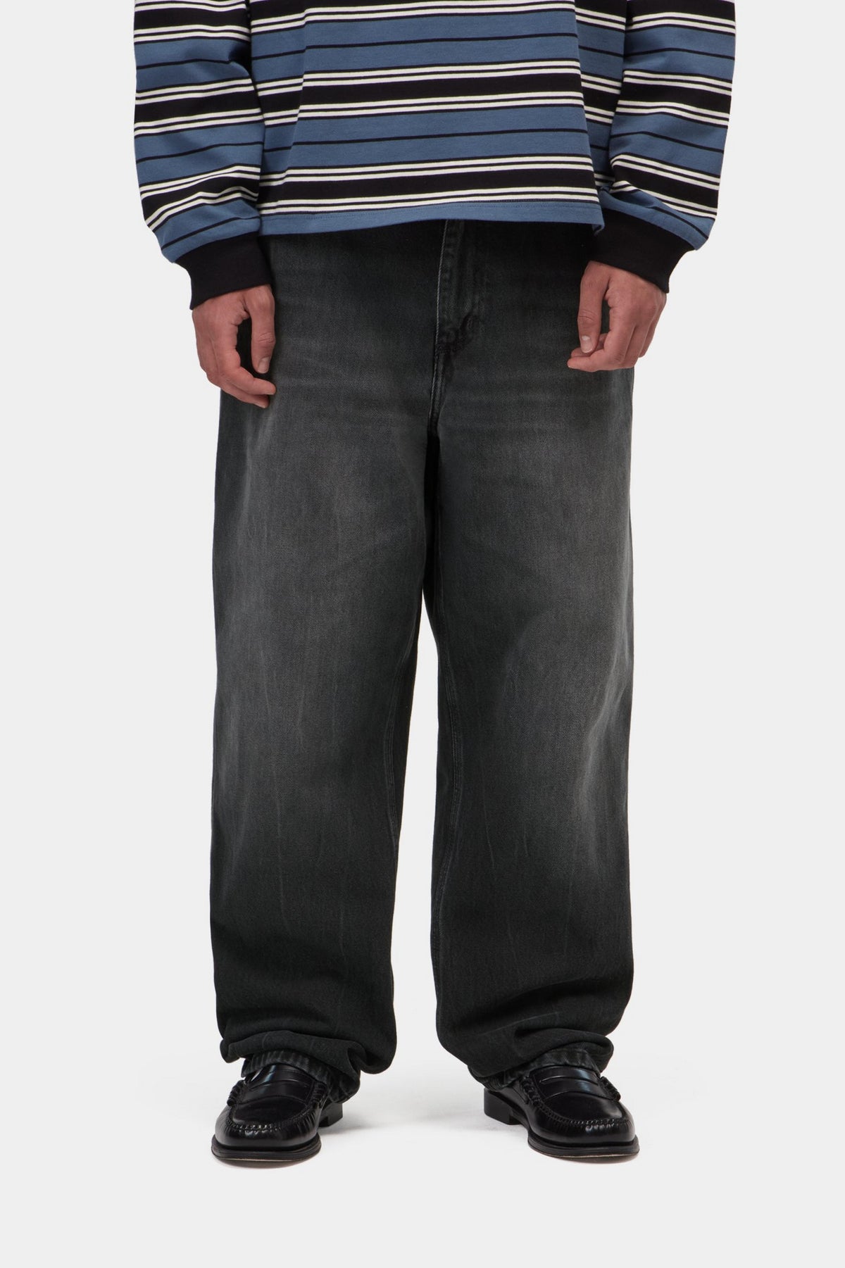 Single Knee Pant - Black, marble used wash