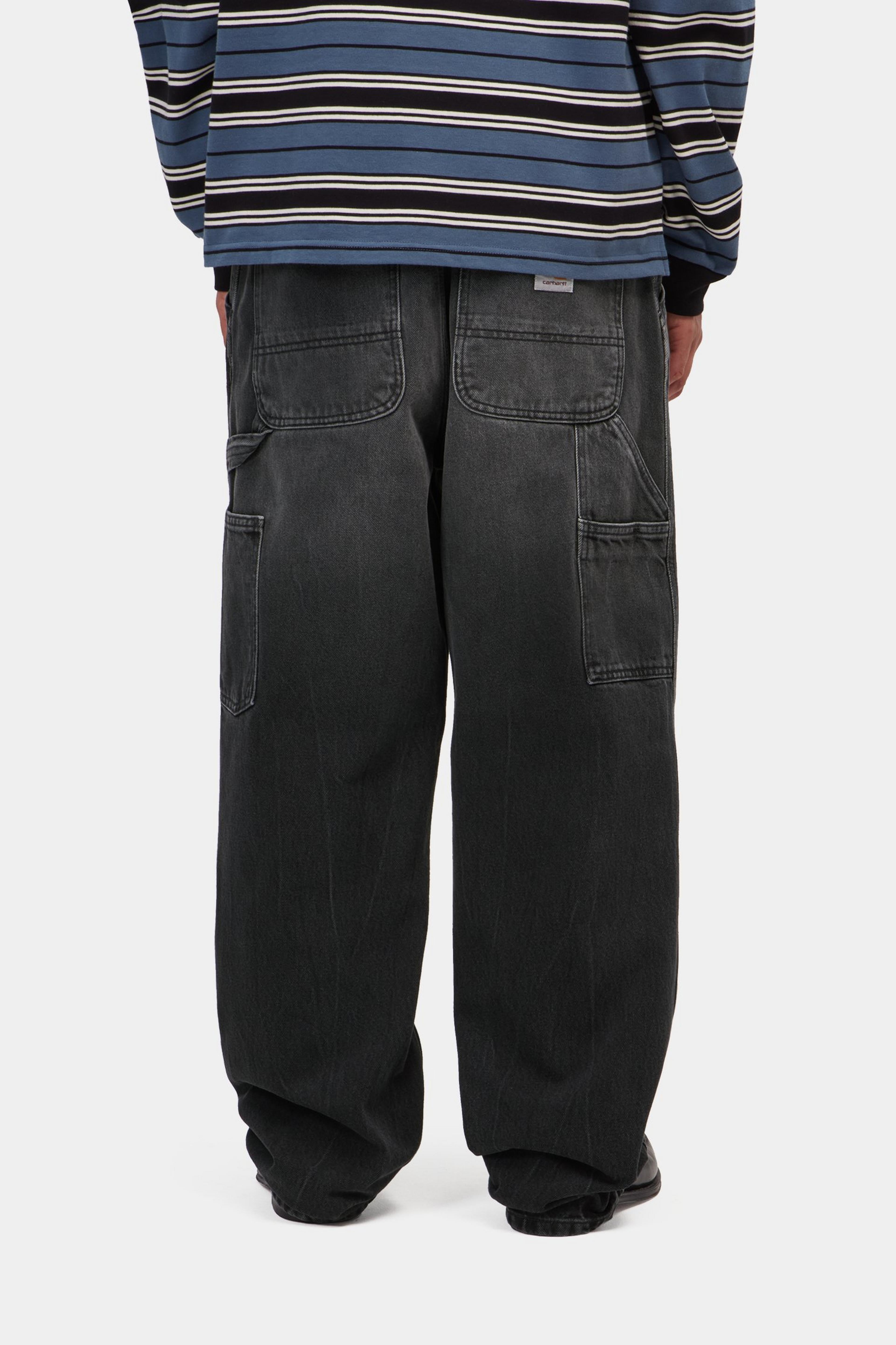 Single Knee Pant - Black, marble used wash 4
