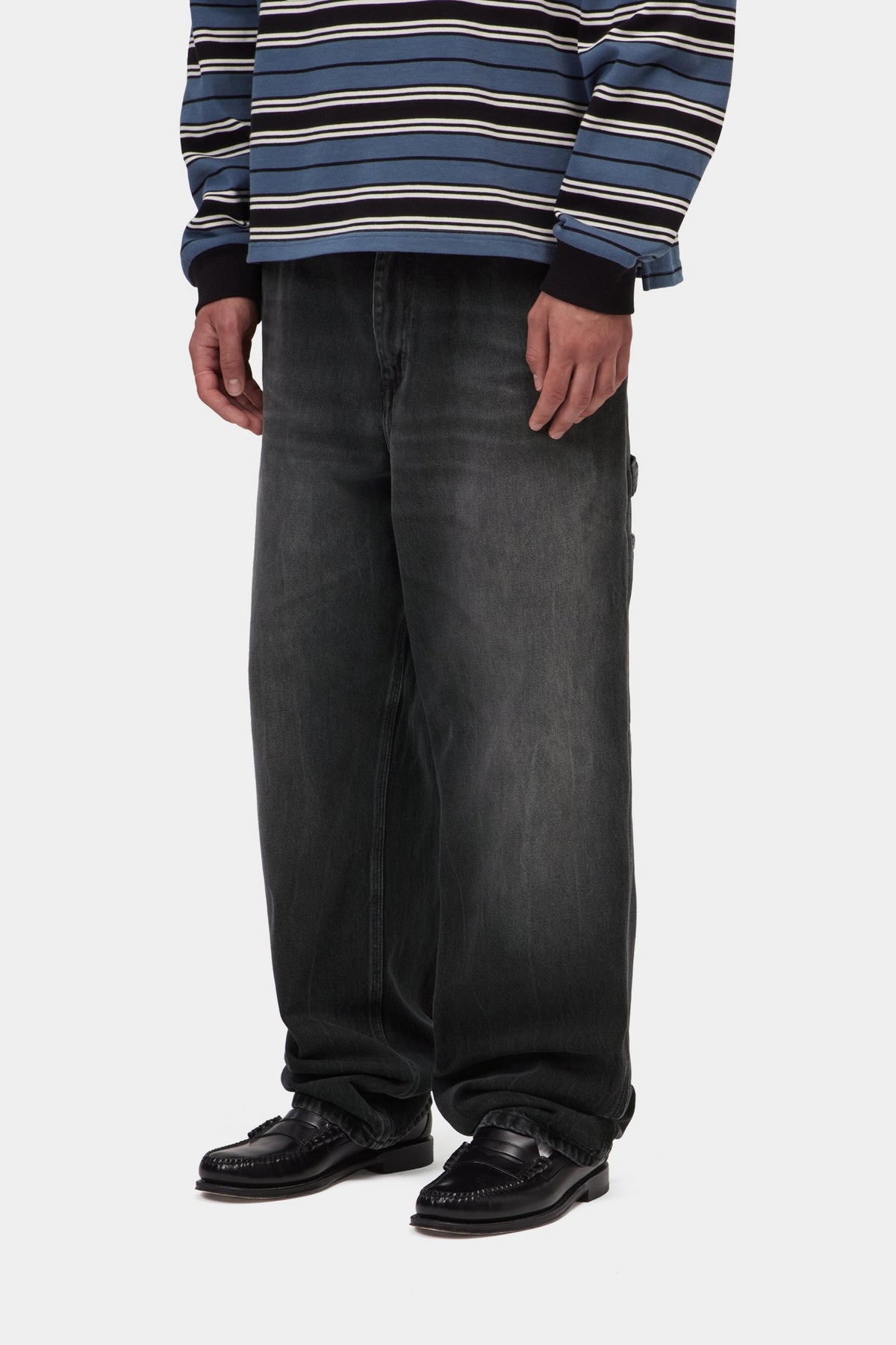 Single Knee Pant - Black, marble used wash