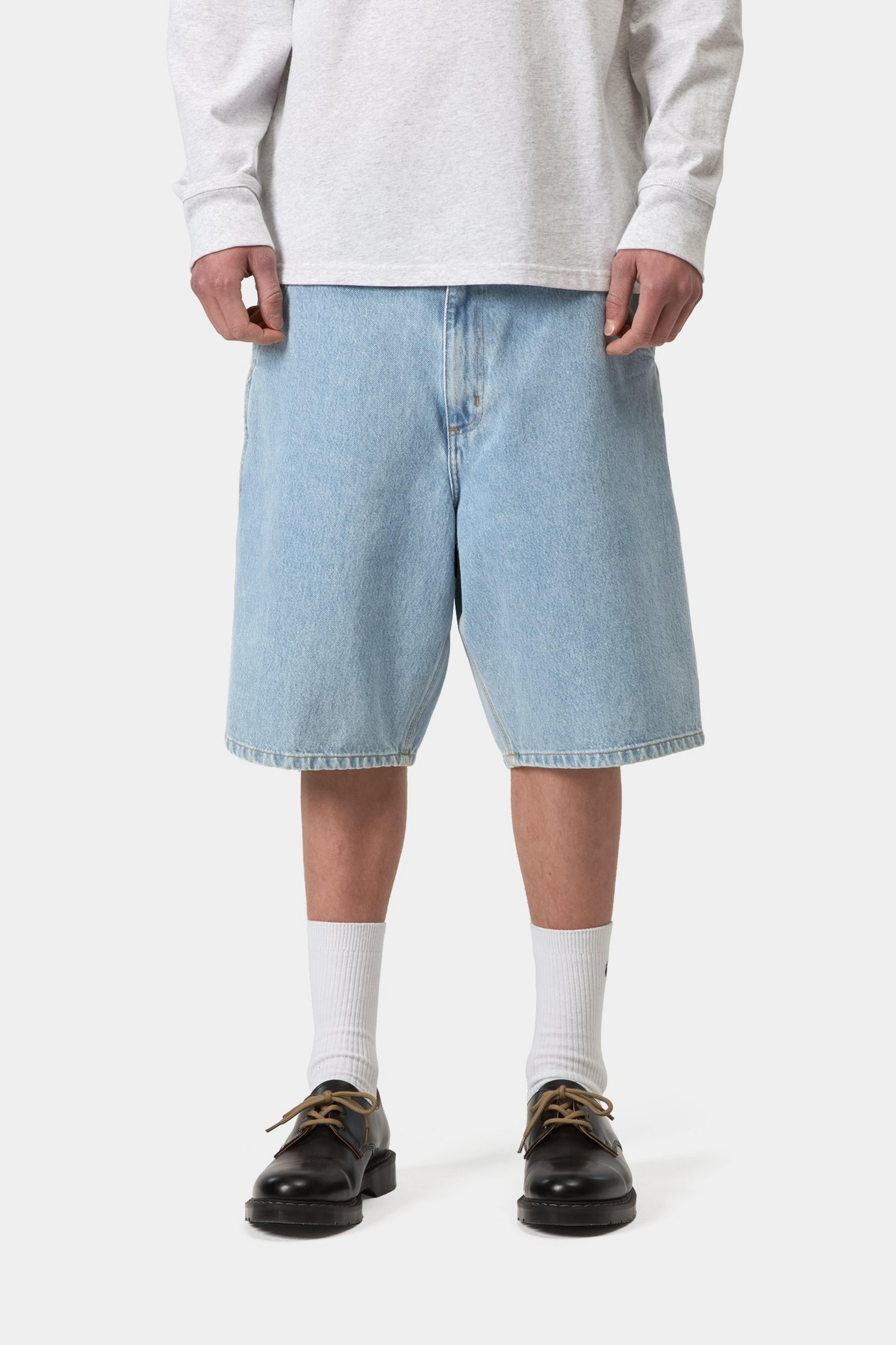 Single Knee Short - Blue (heavy stone bleached)