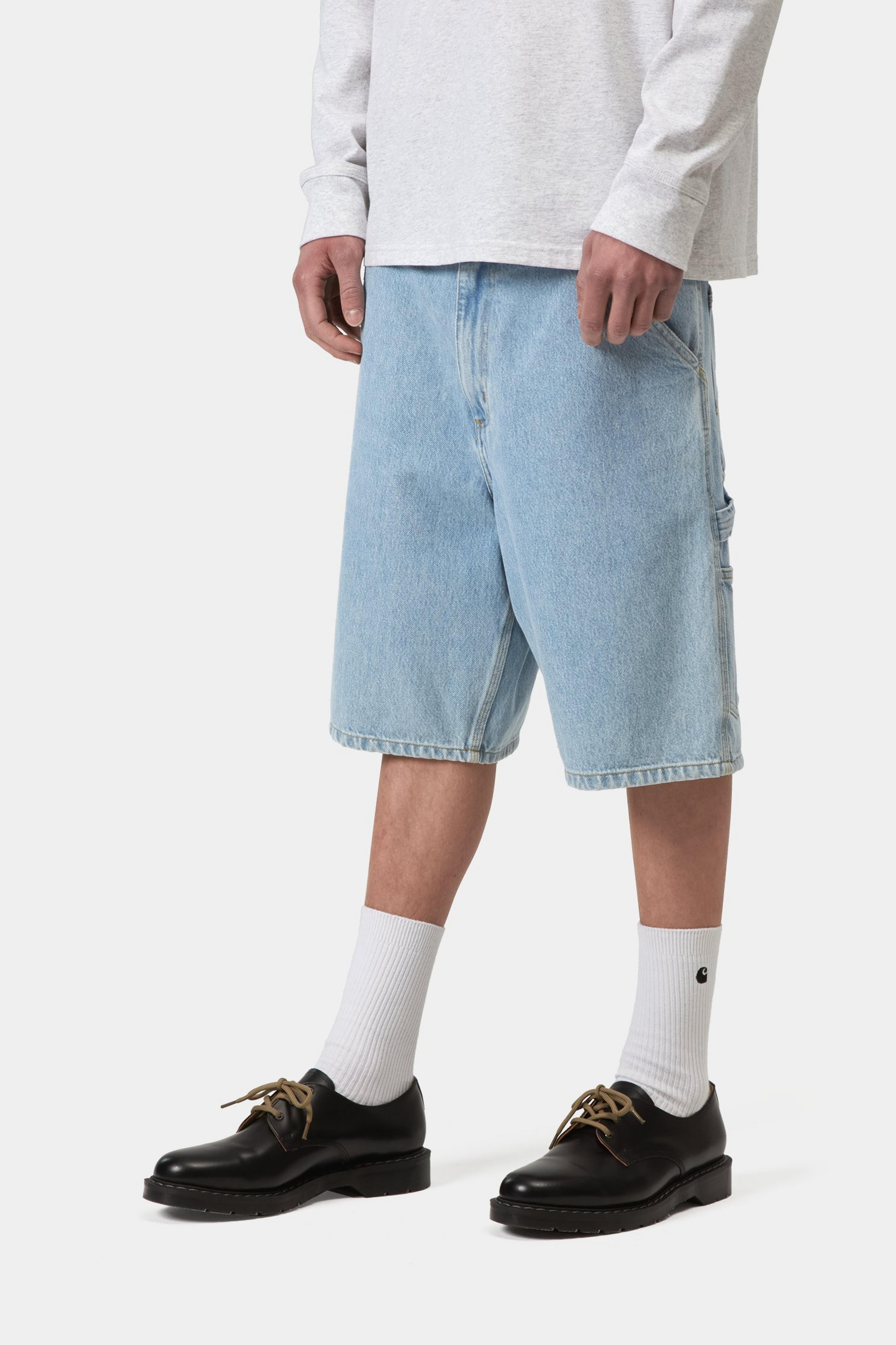 Single Knee Short - Blue (heavy stone bleached)