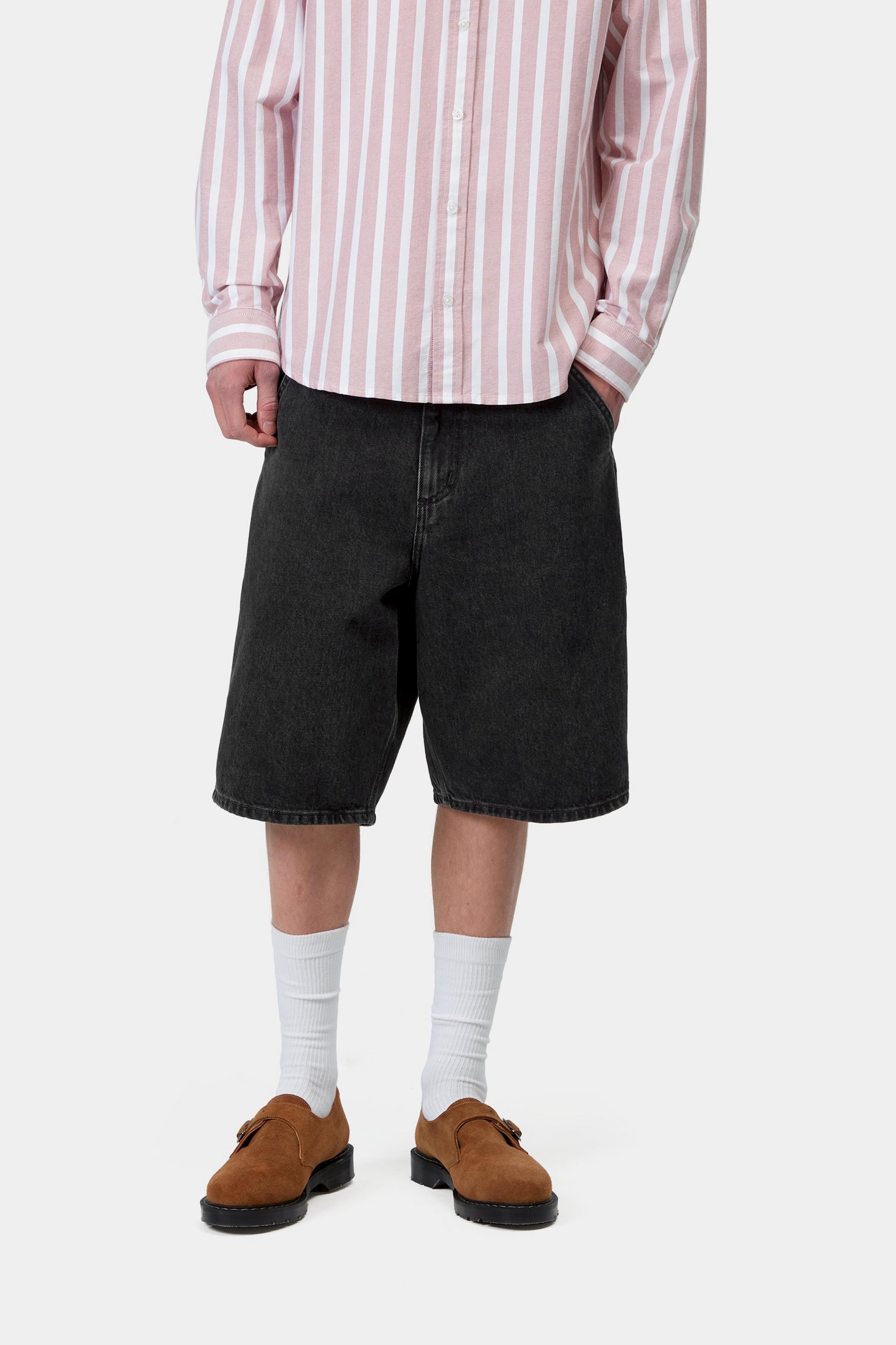 Single Knee Short - Black (stone washed)