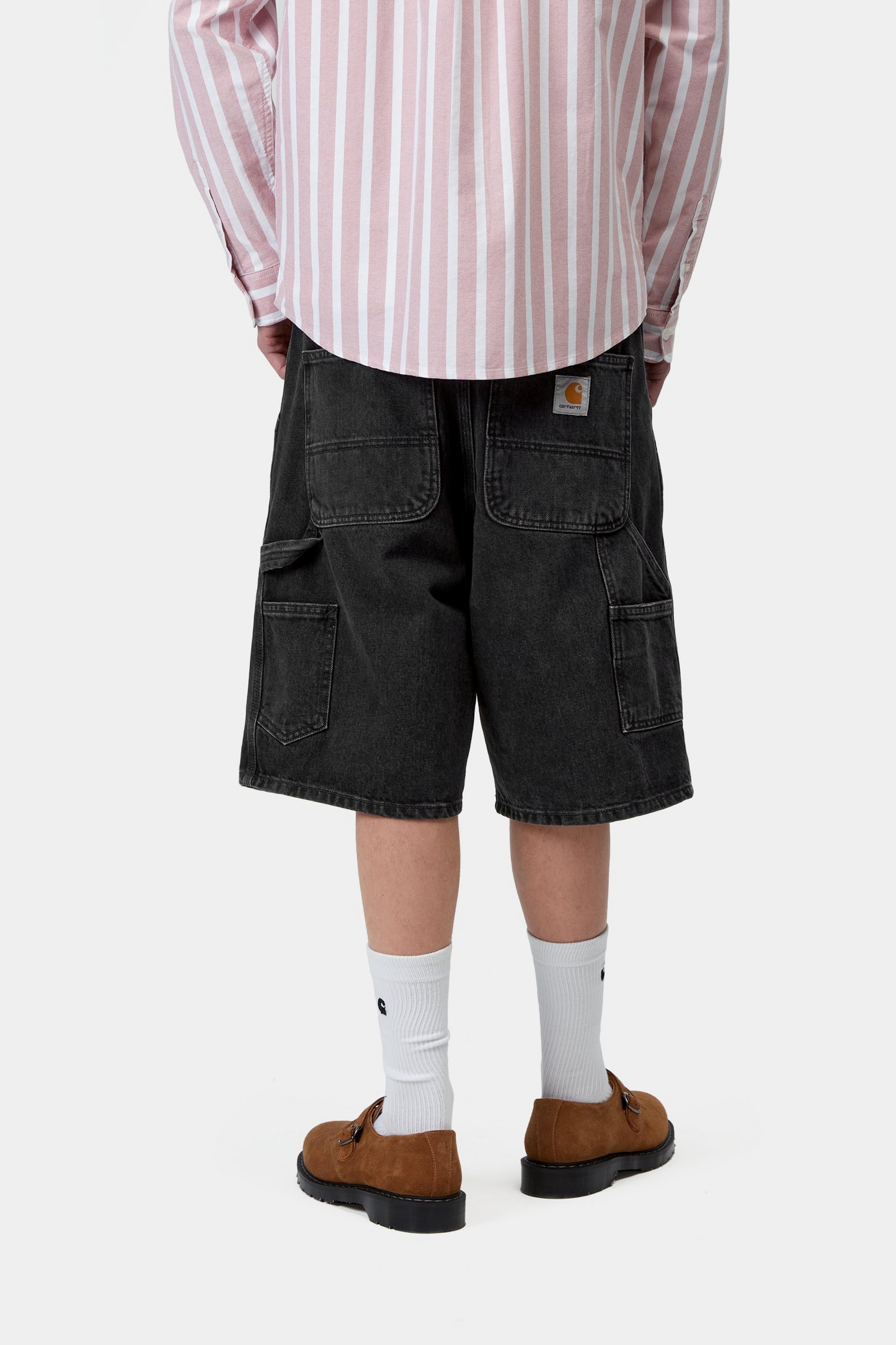 Single Knee Short - Black (stone washed)