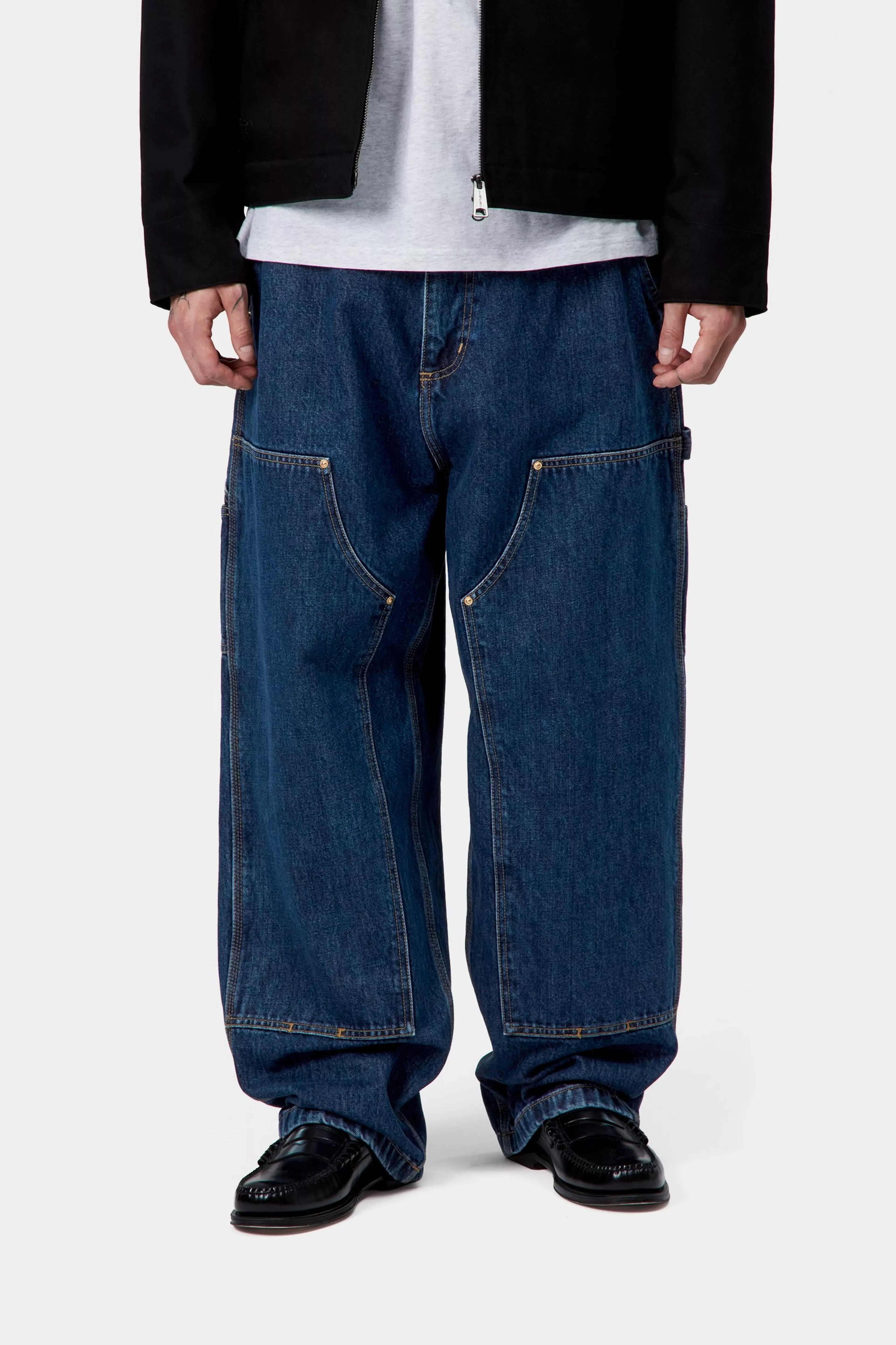 NASH DOUBLE KNEE PANT  - Blue (stone washed)