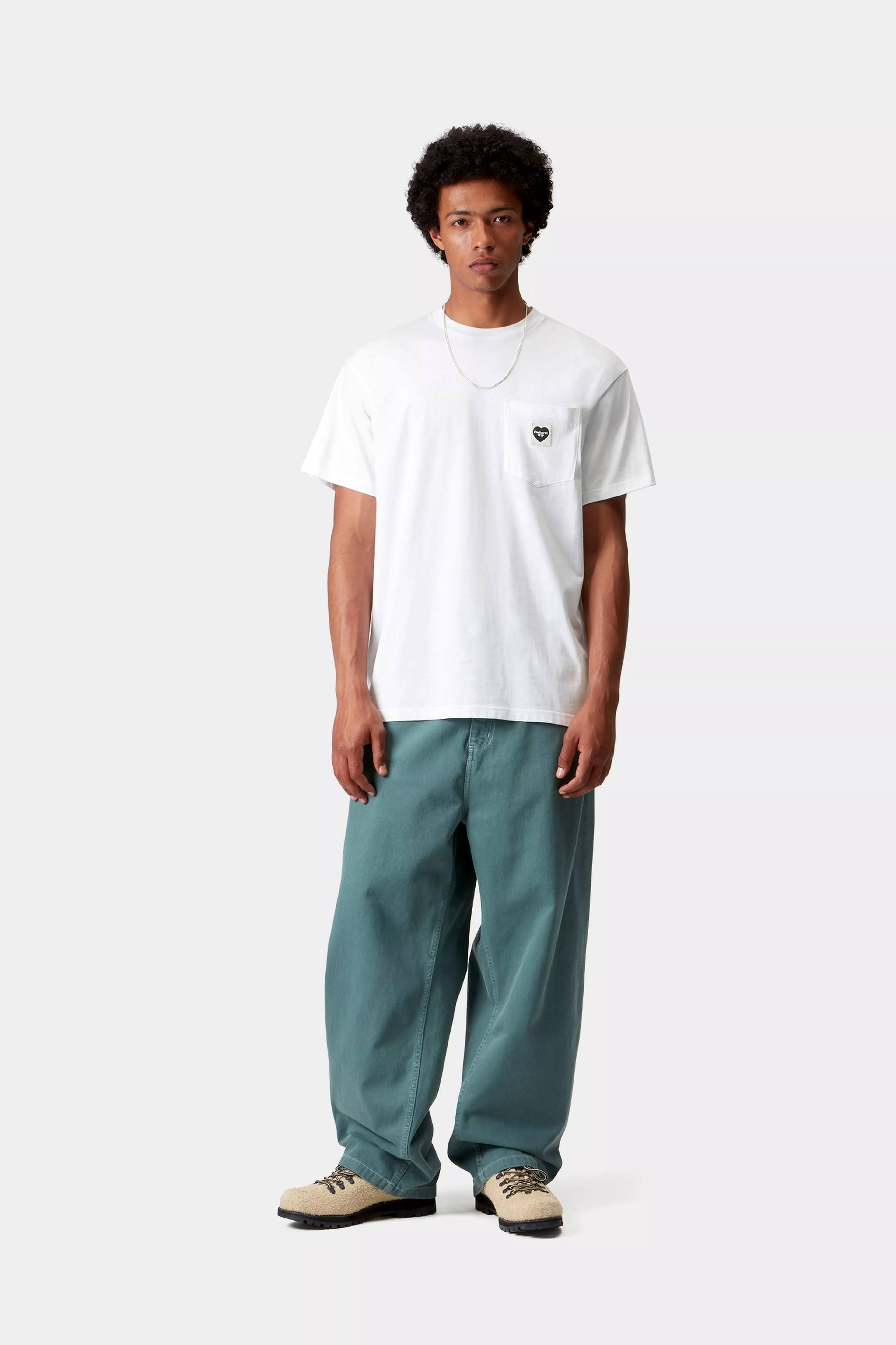 S/S POCKET HEART T-SHIRT - White / Black