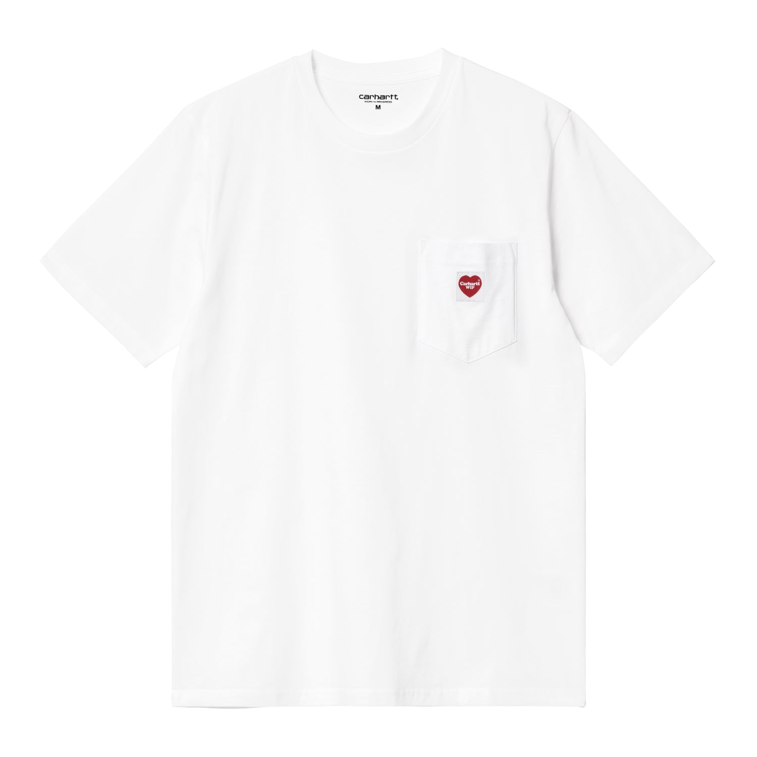 S/S POCKET HEART T-SHIRT - White / Red