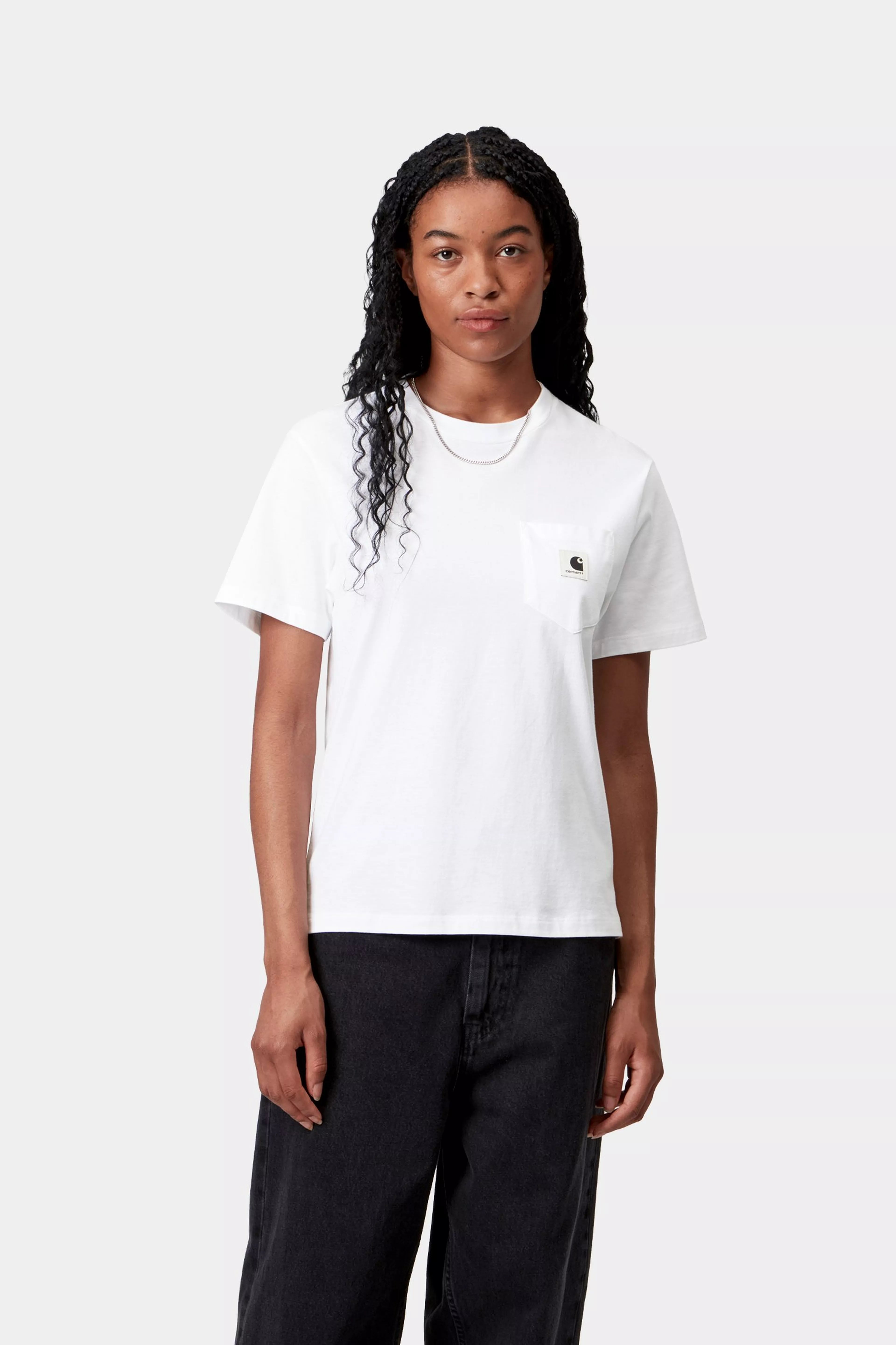 W' S/S POCKET T-SHIRT  - White