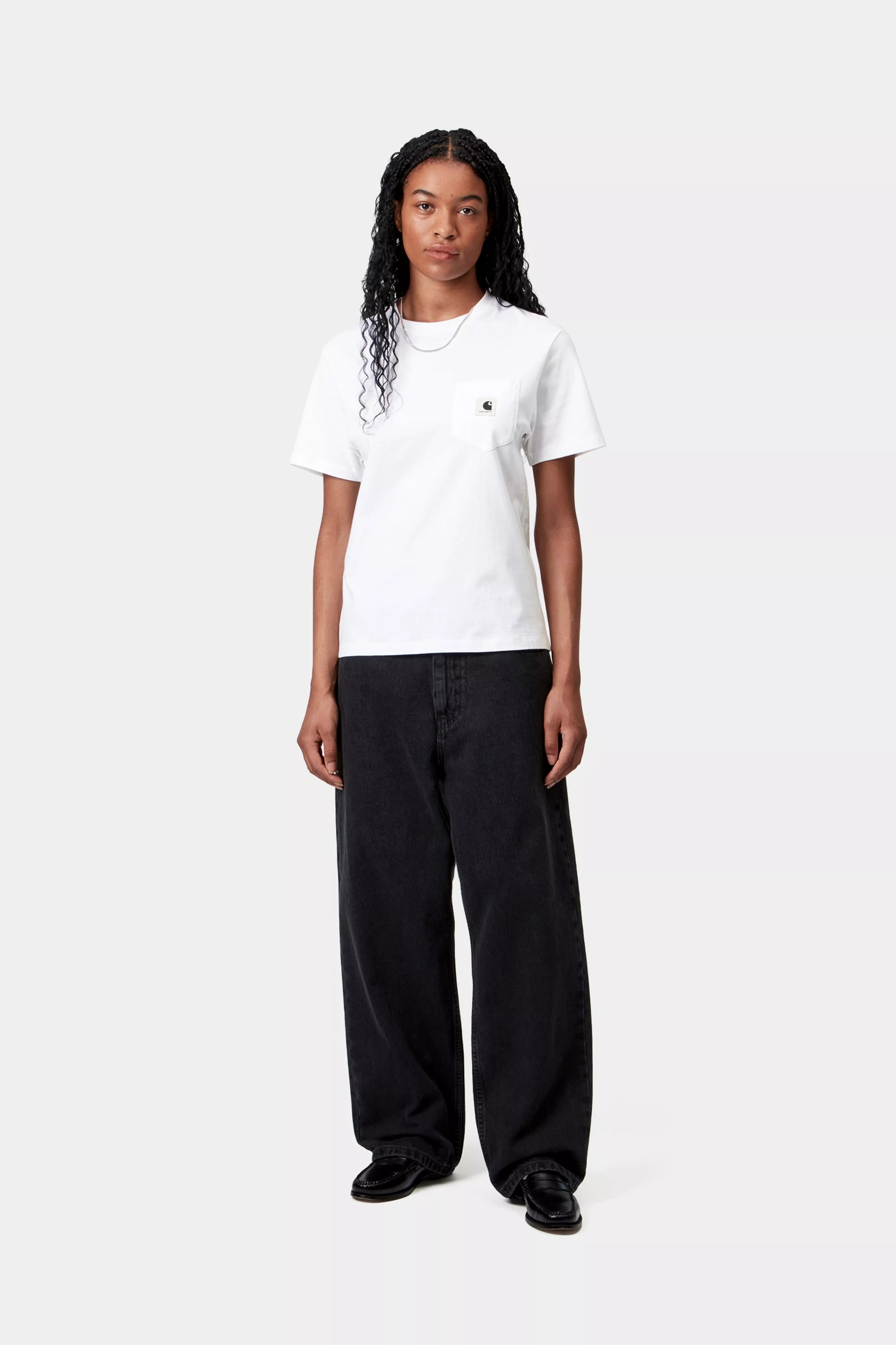 W' S/S POCKET T-SHIRT  - White