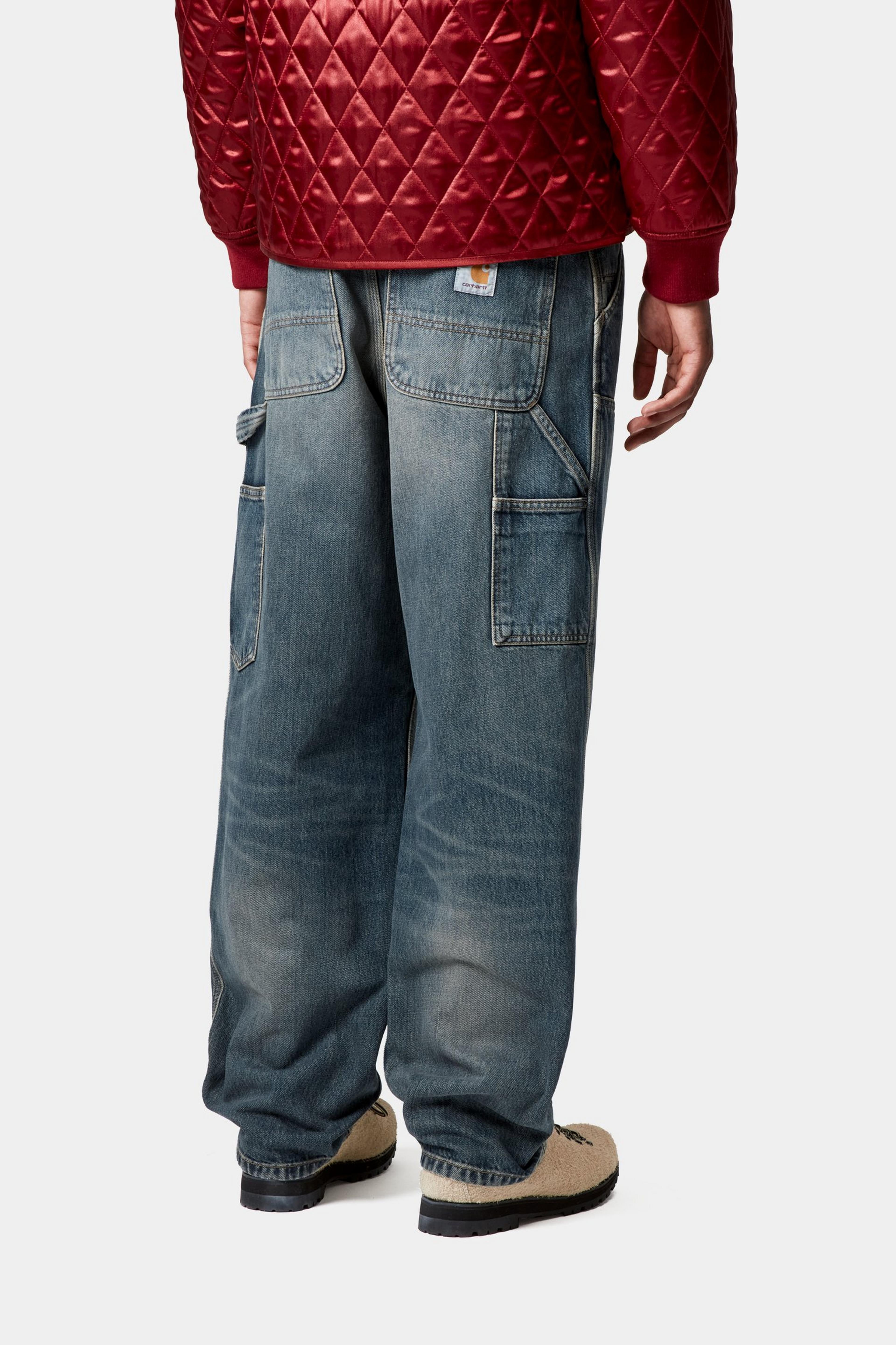 DOUBLE KNEE PANT  - Blue (worn used wash)