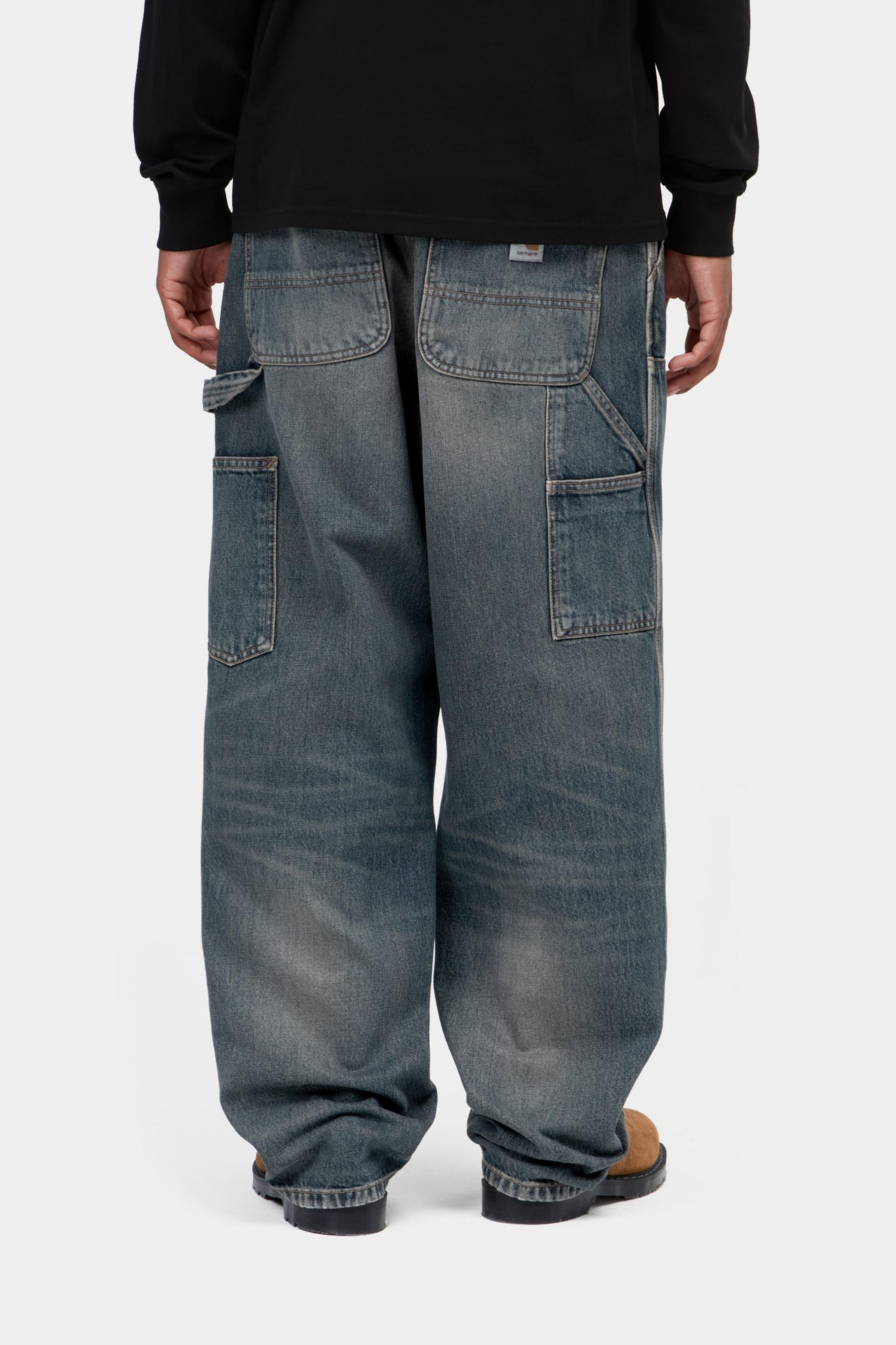 Double Knee Pant - Blue, worn used wash