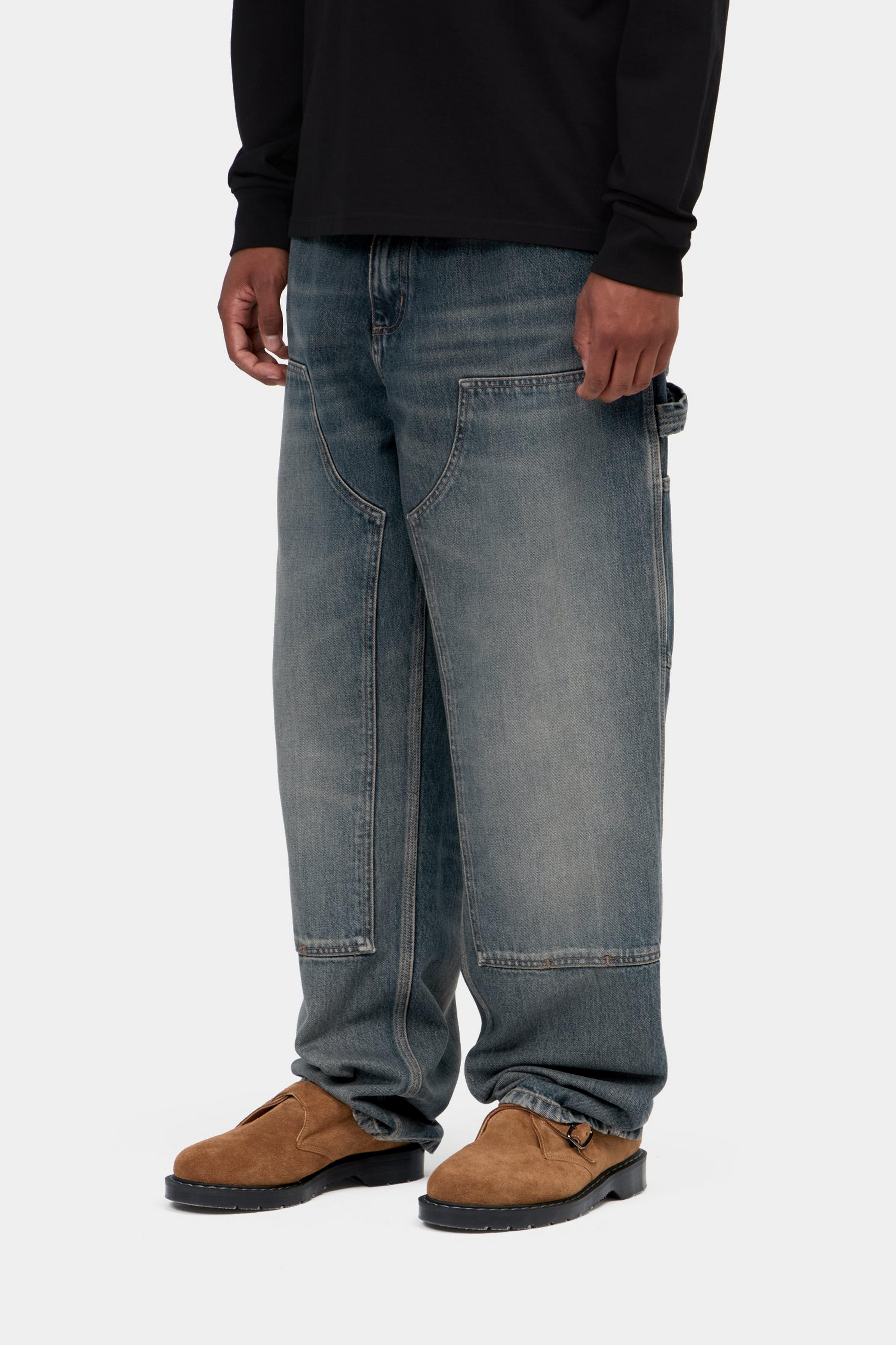 Double Knee Pant - Blue, worn used wash