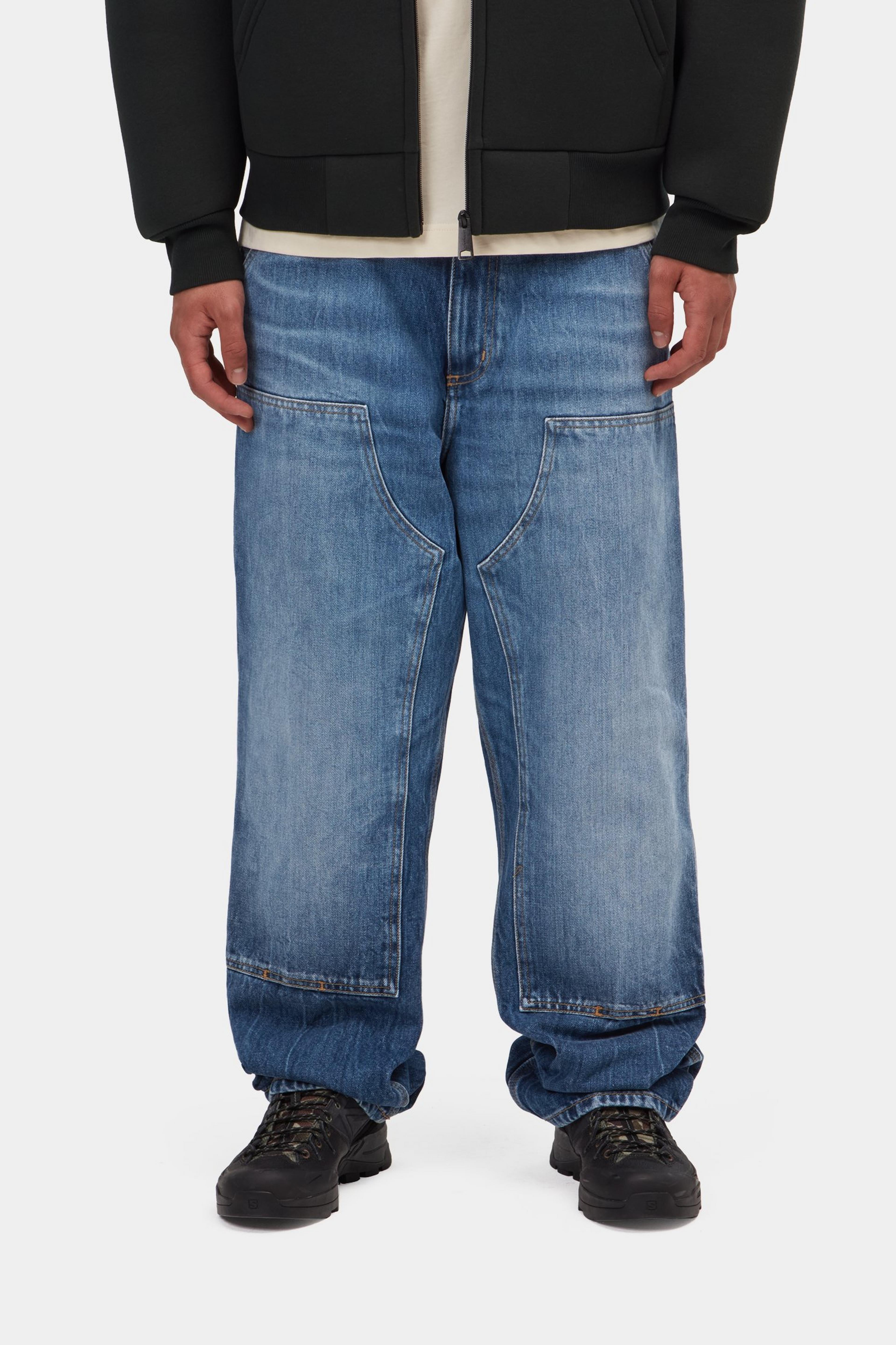 Double Knee Pant - Blue, Marble used wash