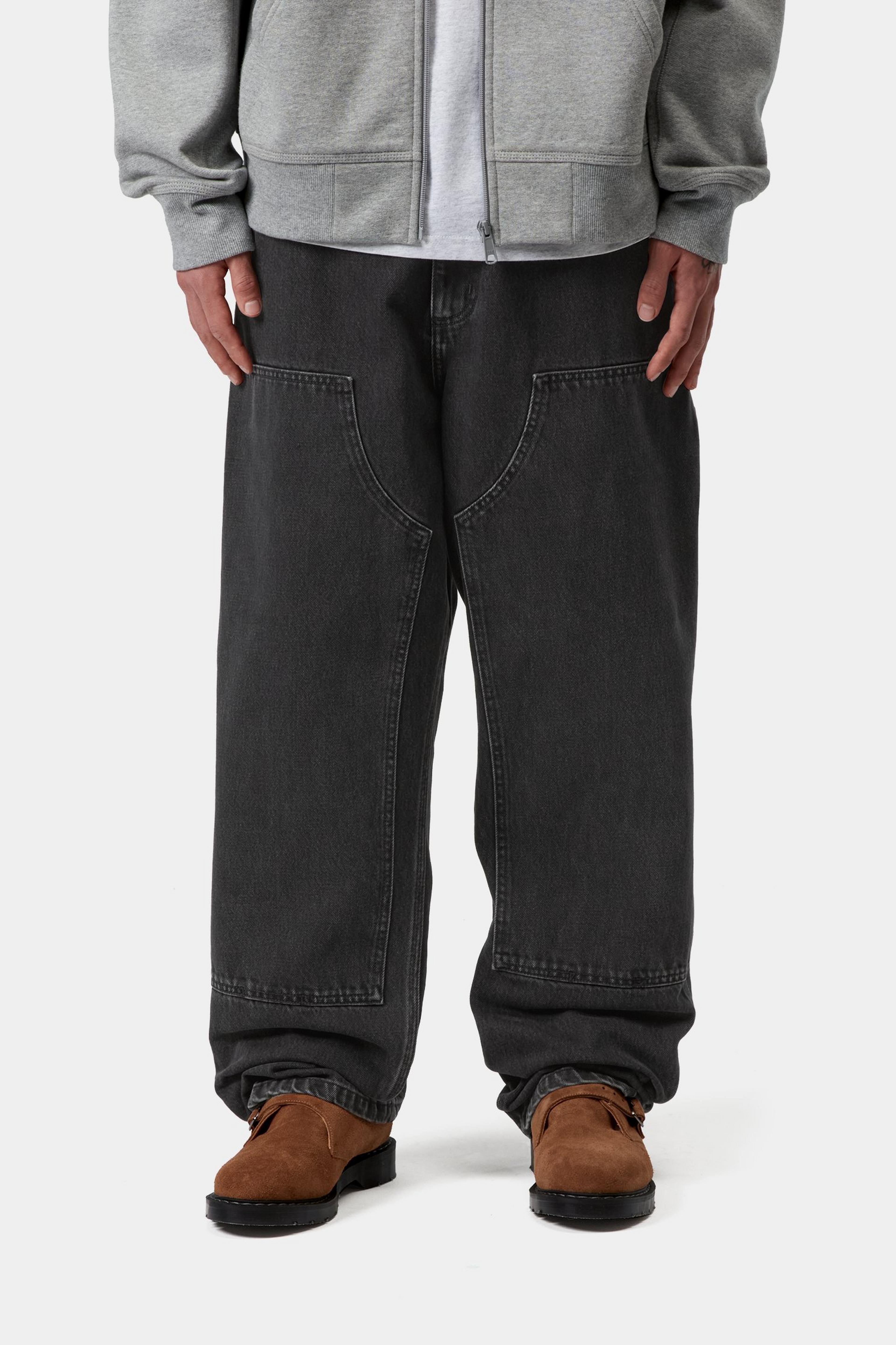 Double Knee Pant - Black (stone washed)