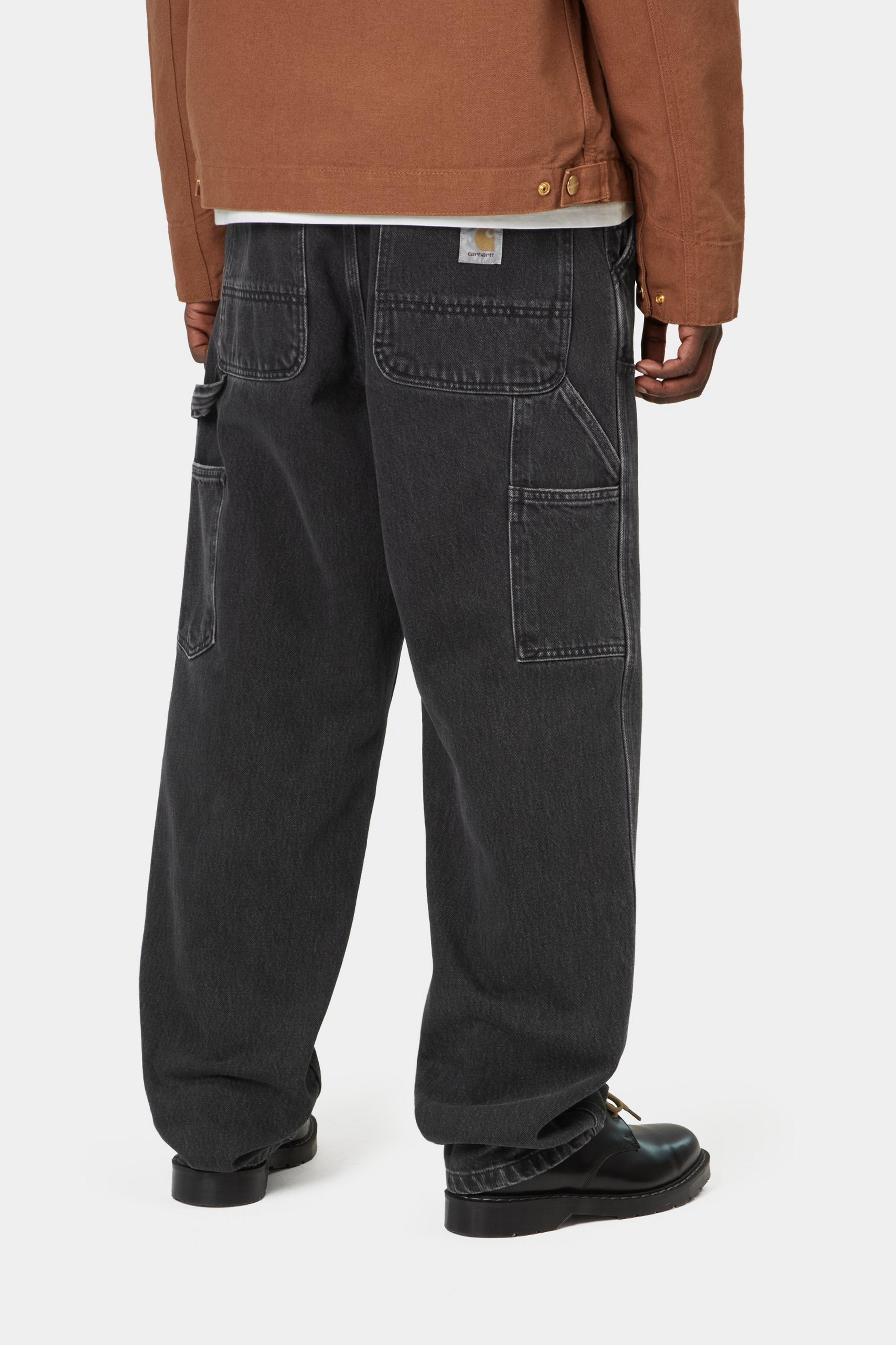 Double Knee Pant - Black, Stone washed