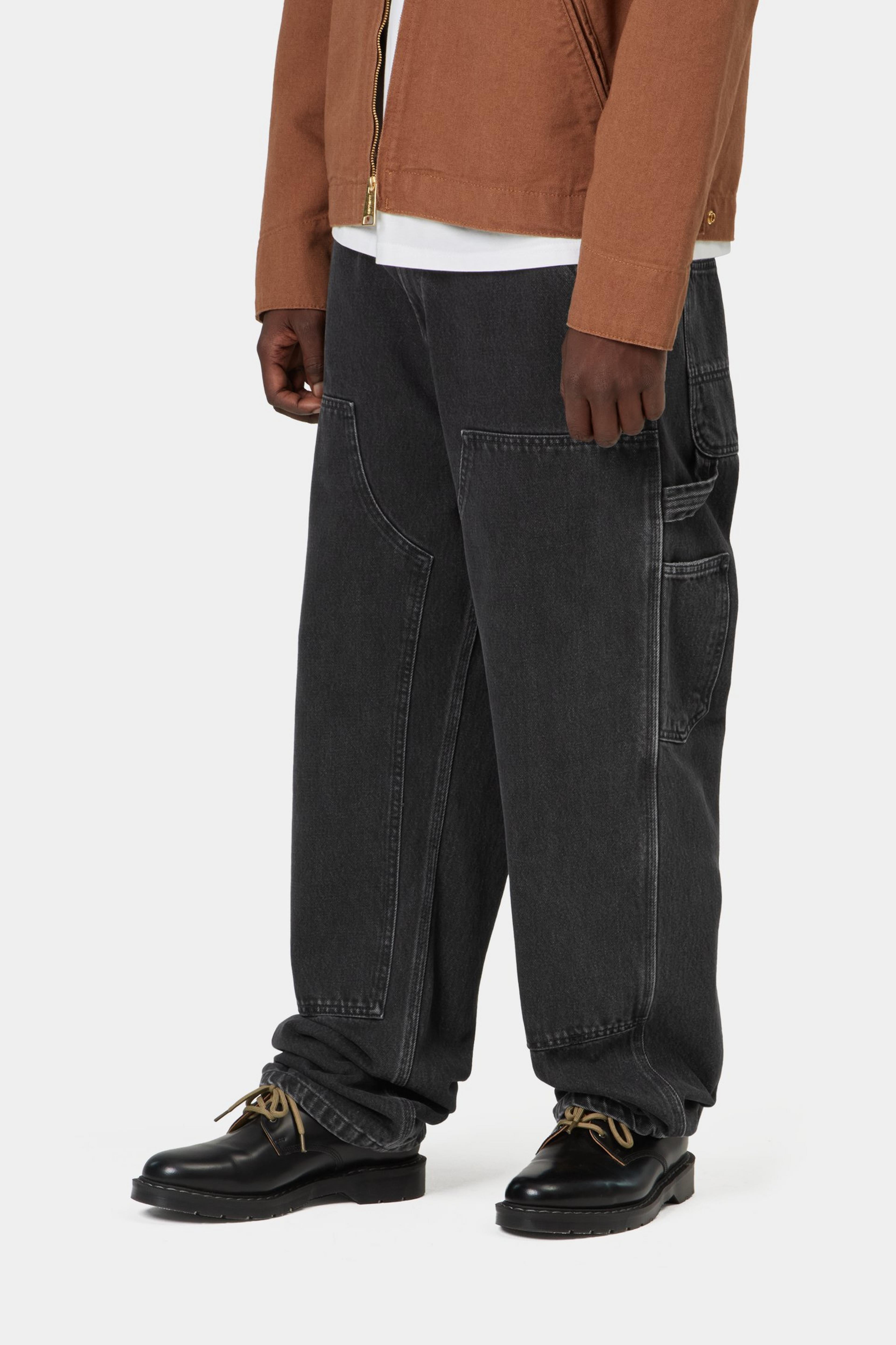 Double Knee Pant - Black, Stone washed
