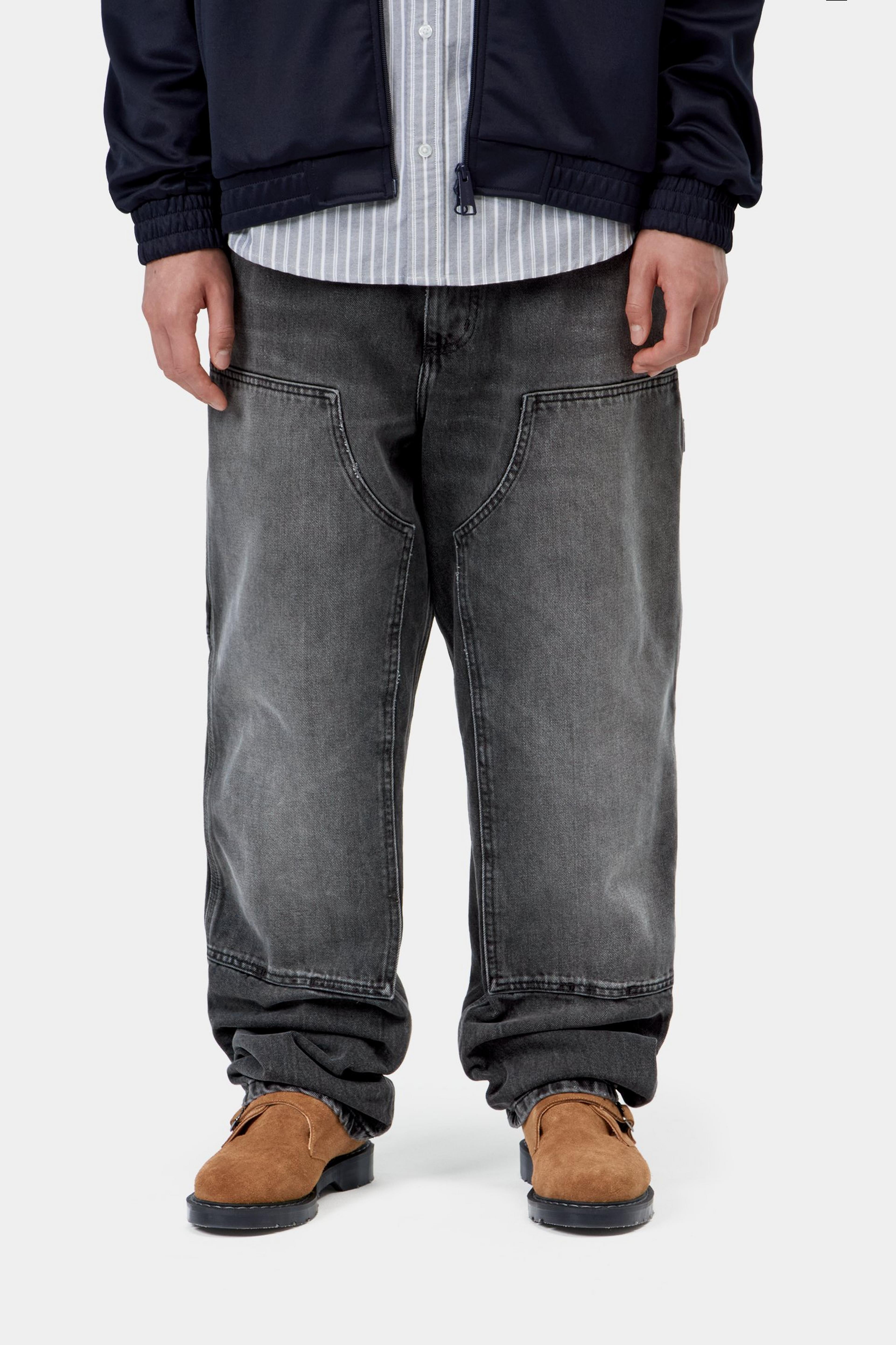 Double Knee Pant - Black, marble used wash
